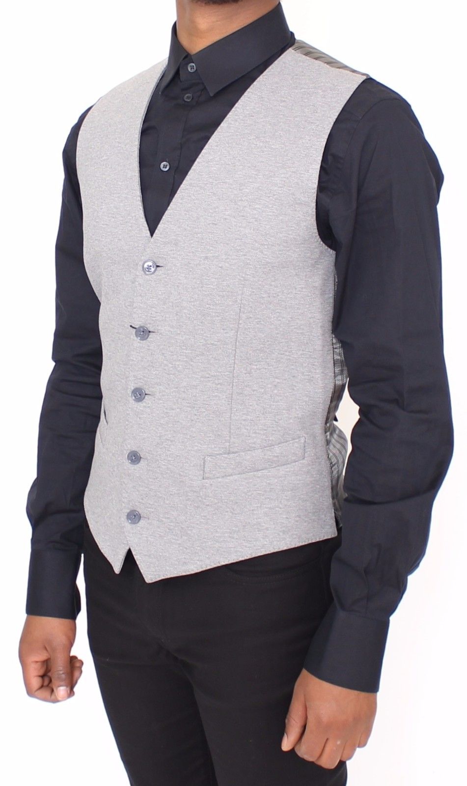 Graues Baumwoll-Stretch-Kleid Weste Blazer