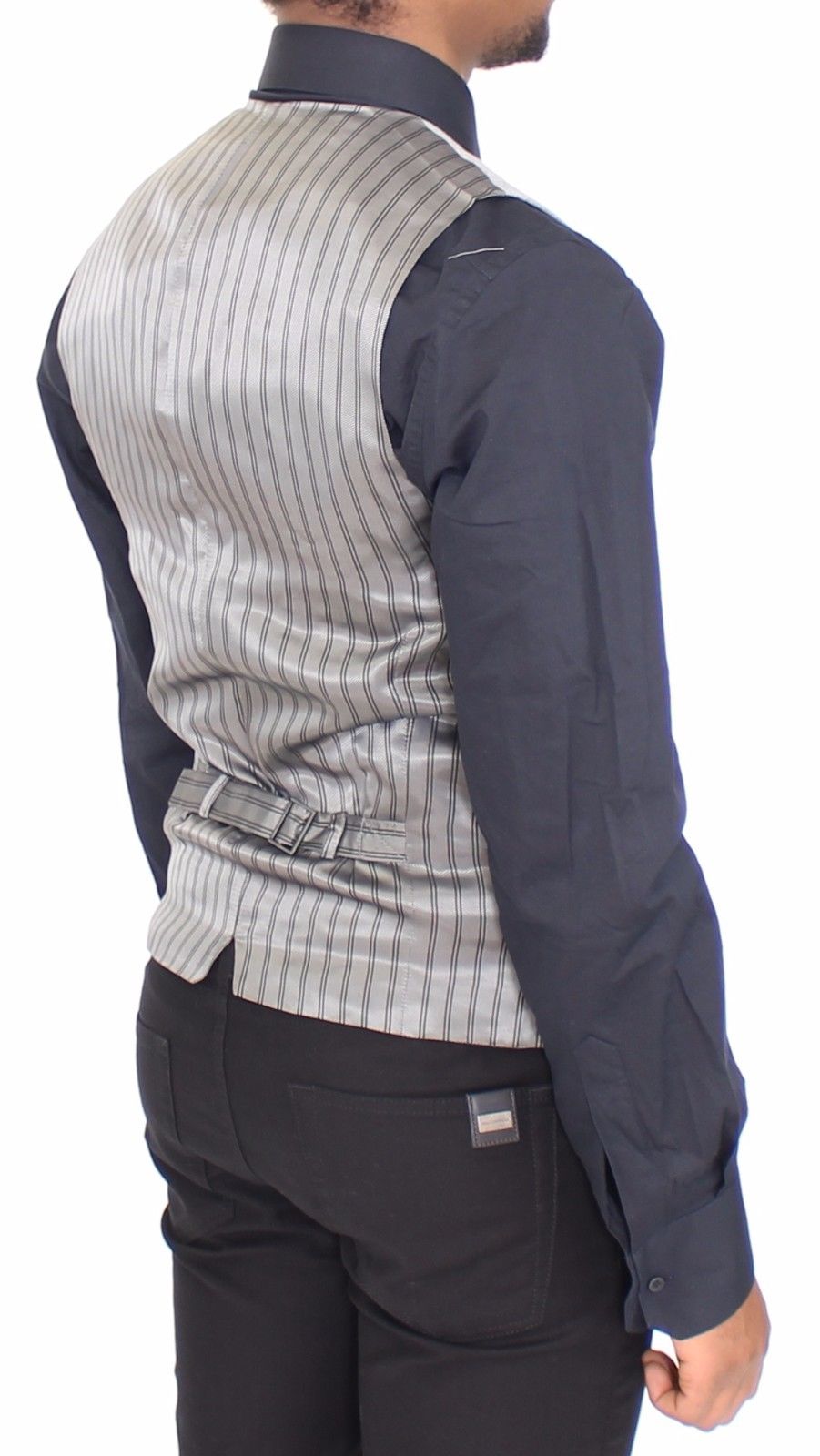 Graues Baumwoll-Stretch-Kleid Weste Blazer