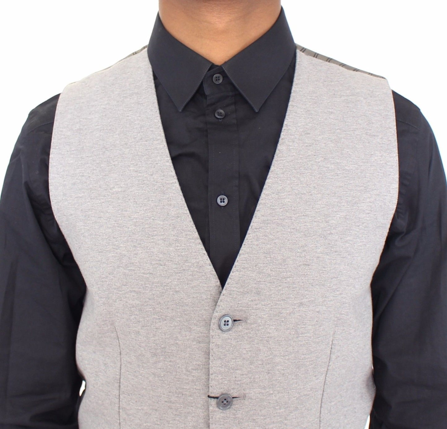 Graues Baumwoll-Stretch-Kleid Weste Blazer