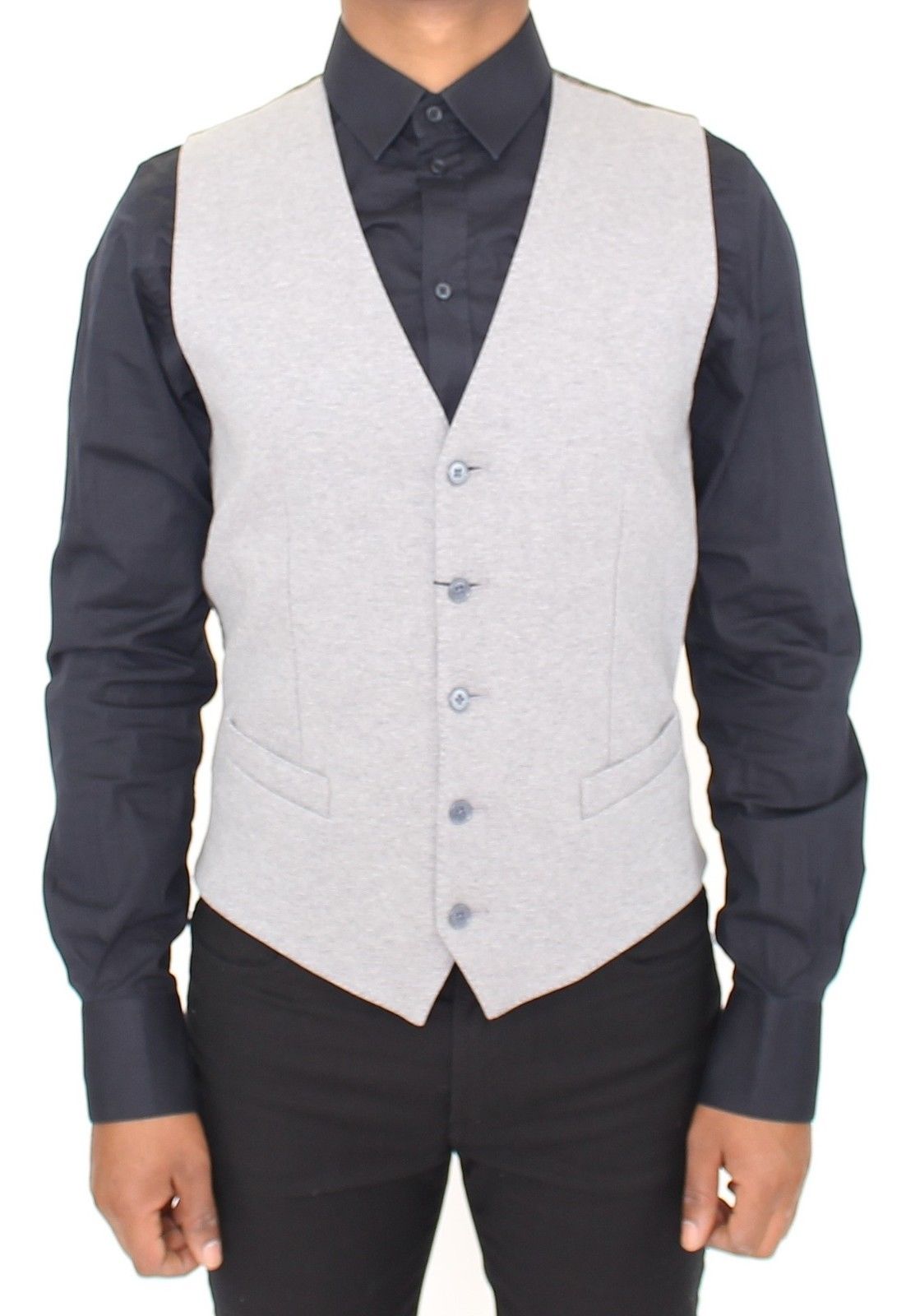 Graues Baumwoll-Stretch-Kleid Weste Blazer
