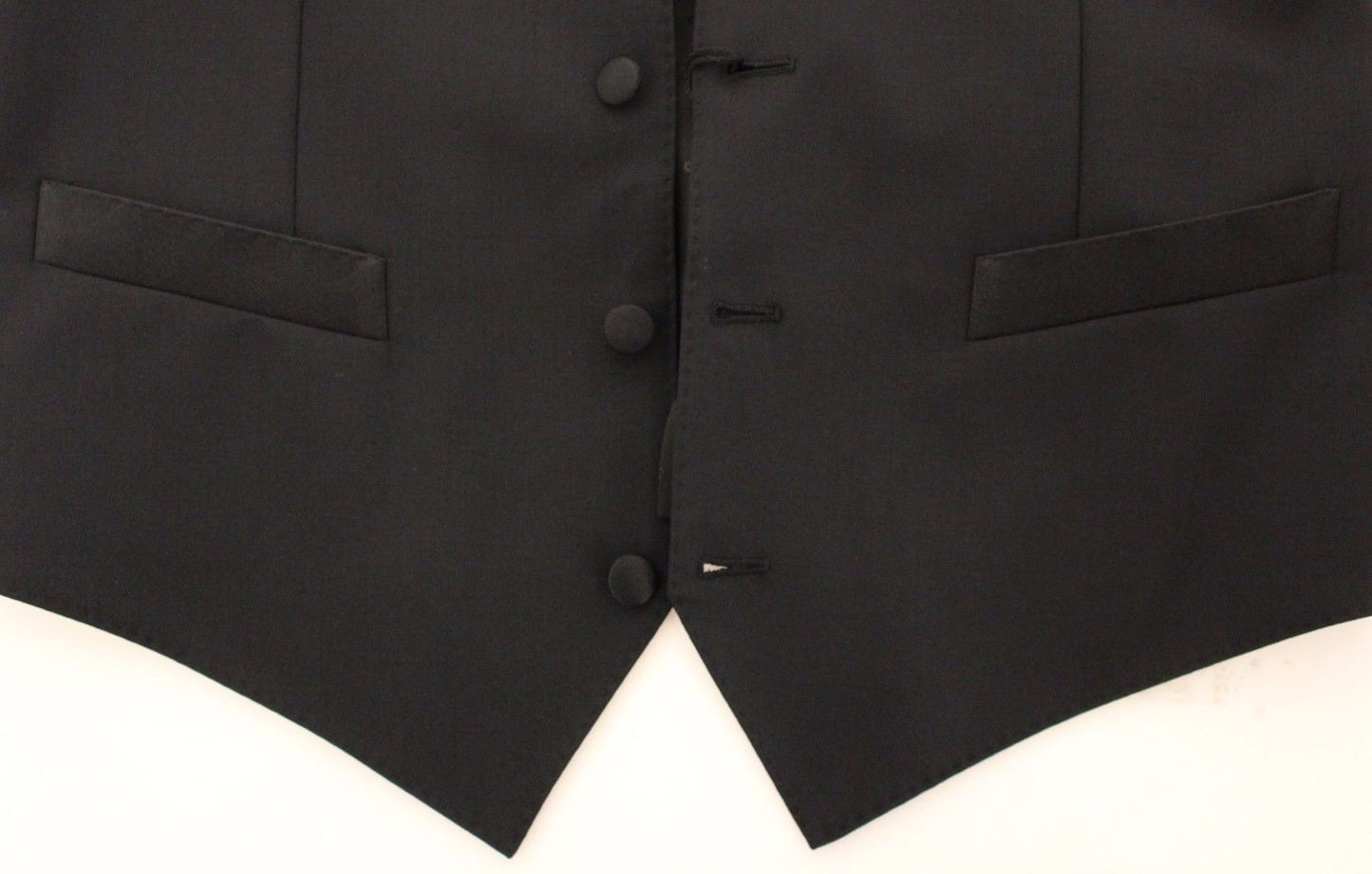 Schwarzes Wolle-Seide-Stretch-Kleid Weste Blazer
