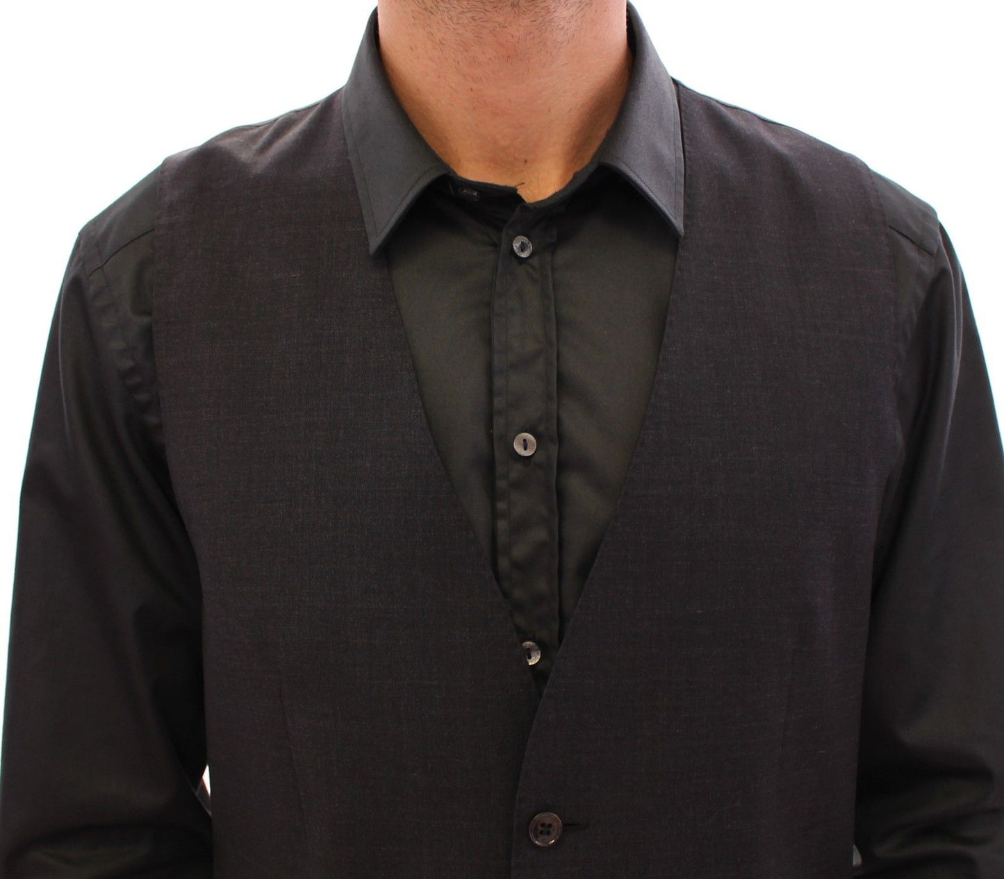 Graue Slim Fit Button Front Kleid Formelle Weste