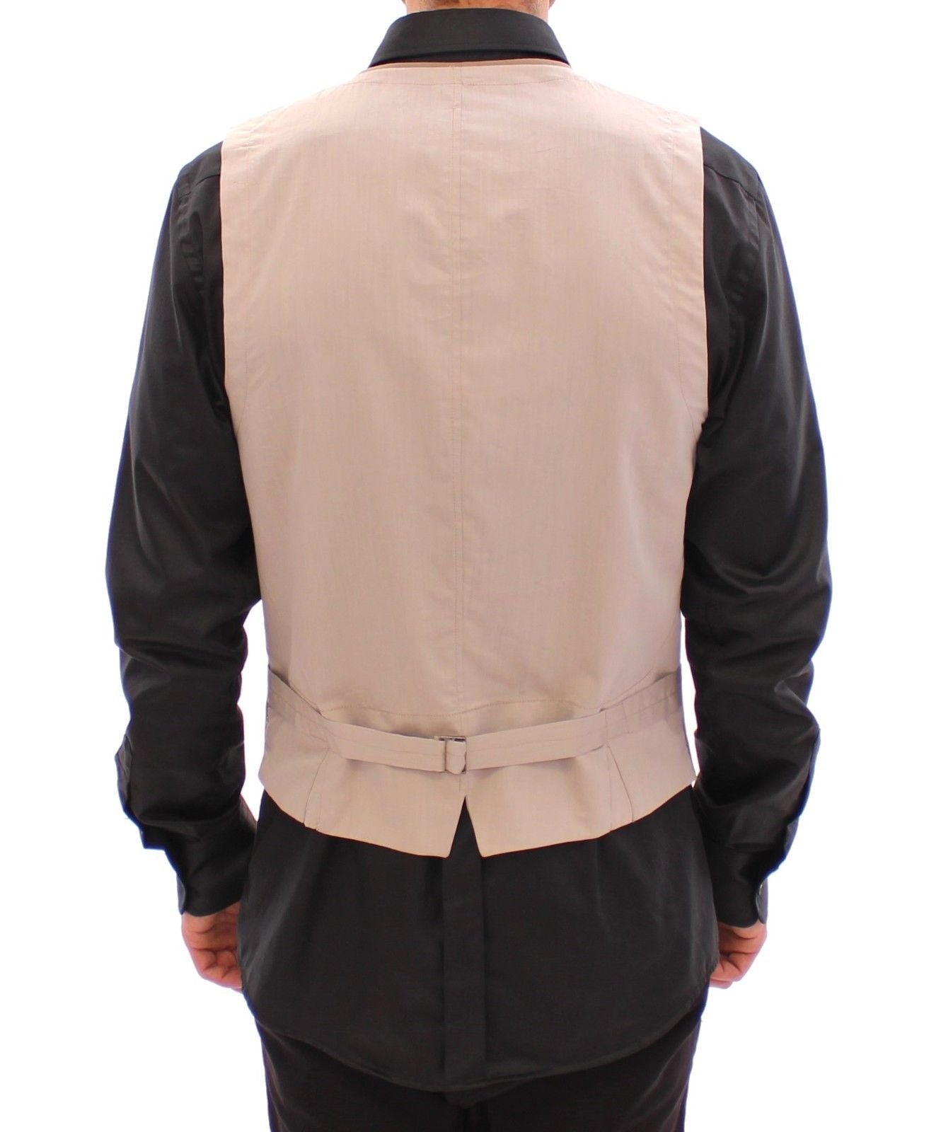 Beige Baumwolle Slim Fit Button Front Kleid Weste