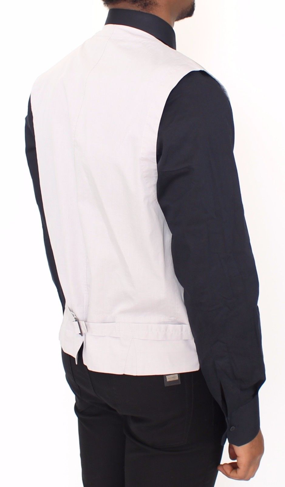 Beige Baumwolle Seidenmischung Kleid Weste Blazer