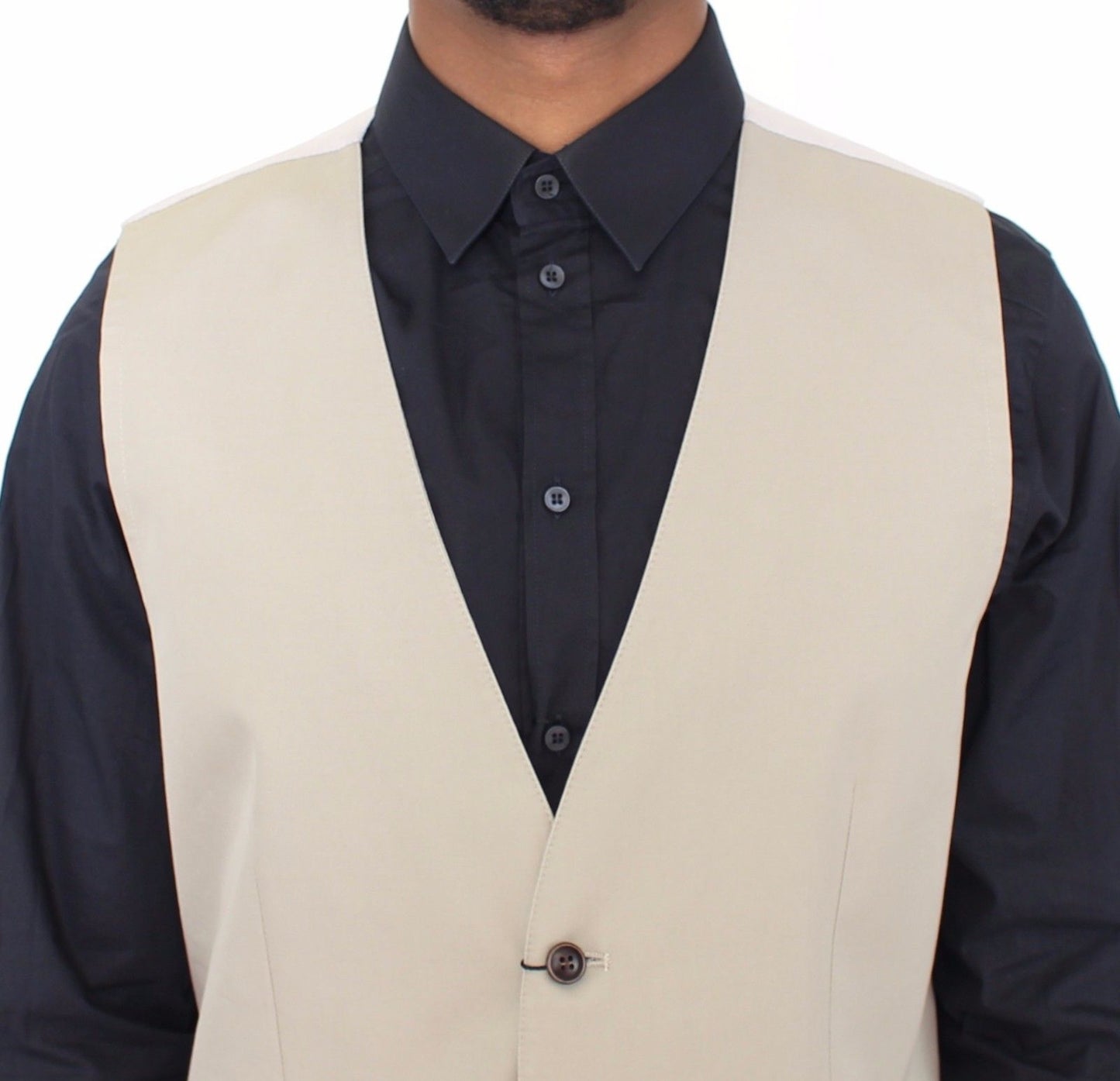 Beige Baumwolle Seidenmischung Kleid Weste Blazer