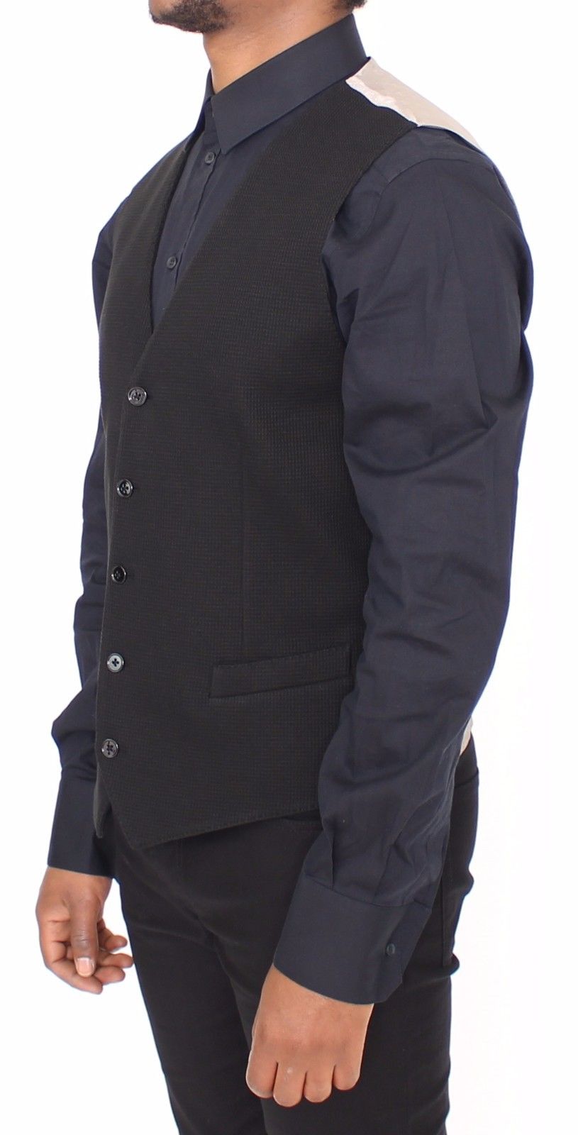 Schwarzes Baumwollkleid Weste Blazer Jacke