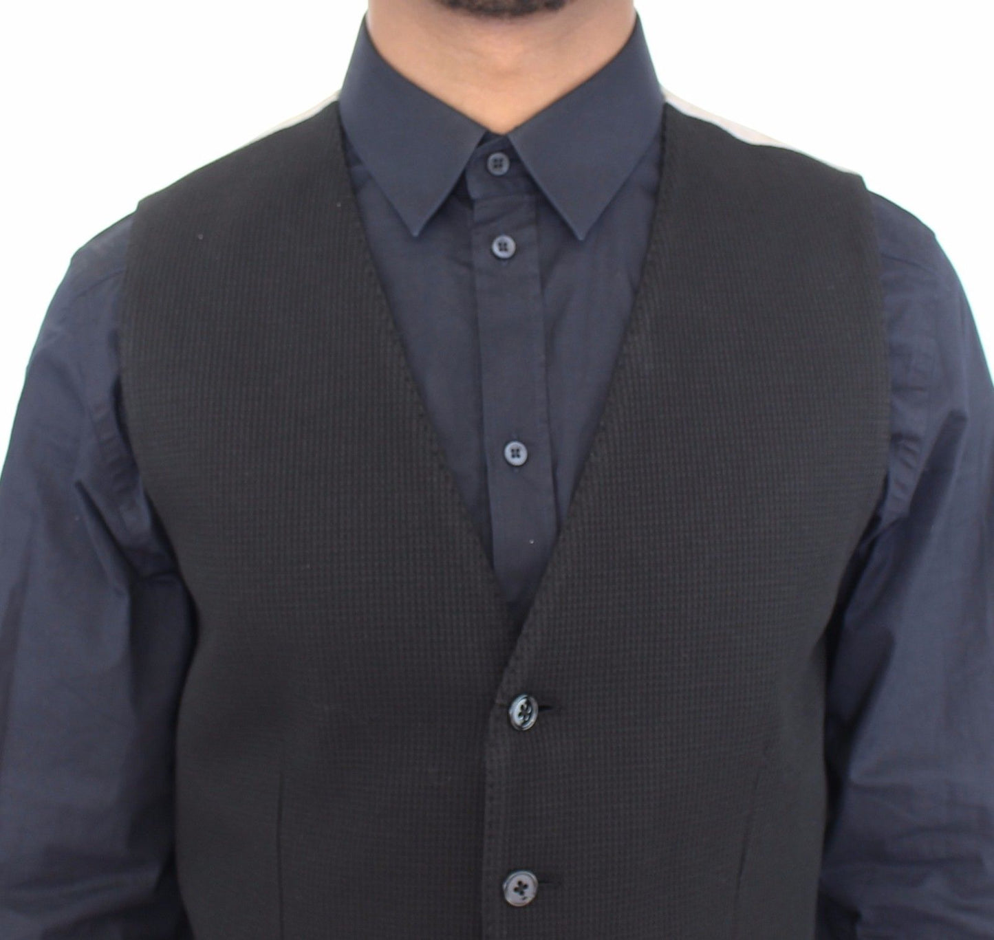 Schwarzes Baumwollkleid Weste Blazer Jacke