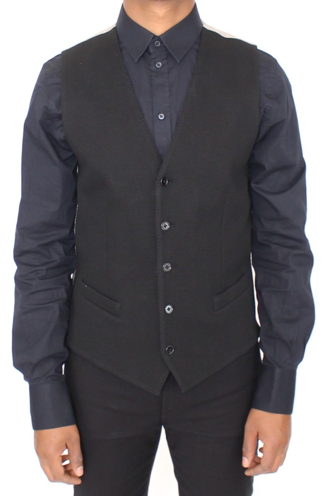 Schwarzes Baumwollkleid Weste Blazer Jacke