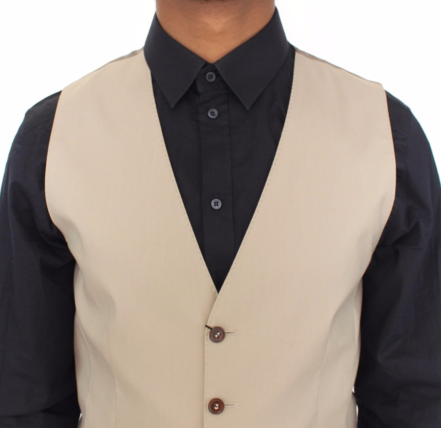 Beige Baumwolle Kleid Weste Blazer Jacke