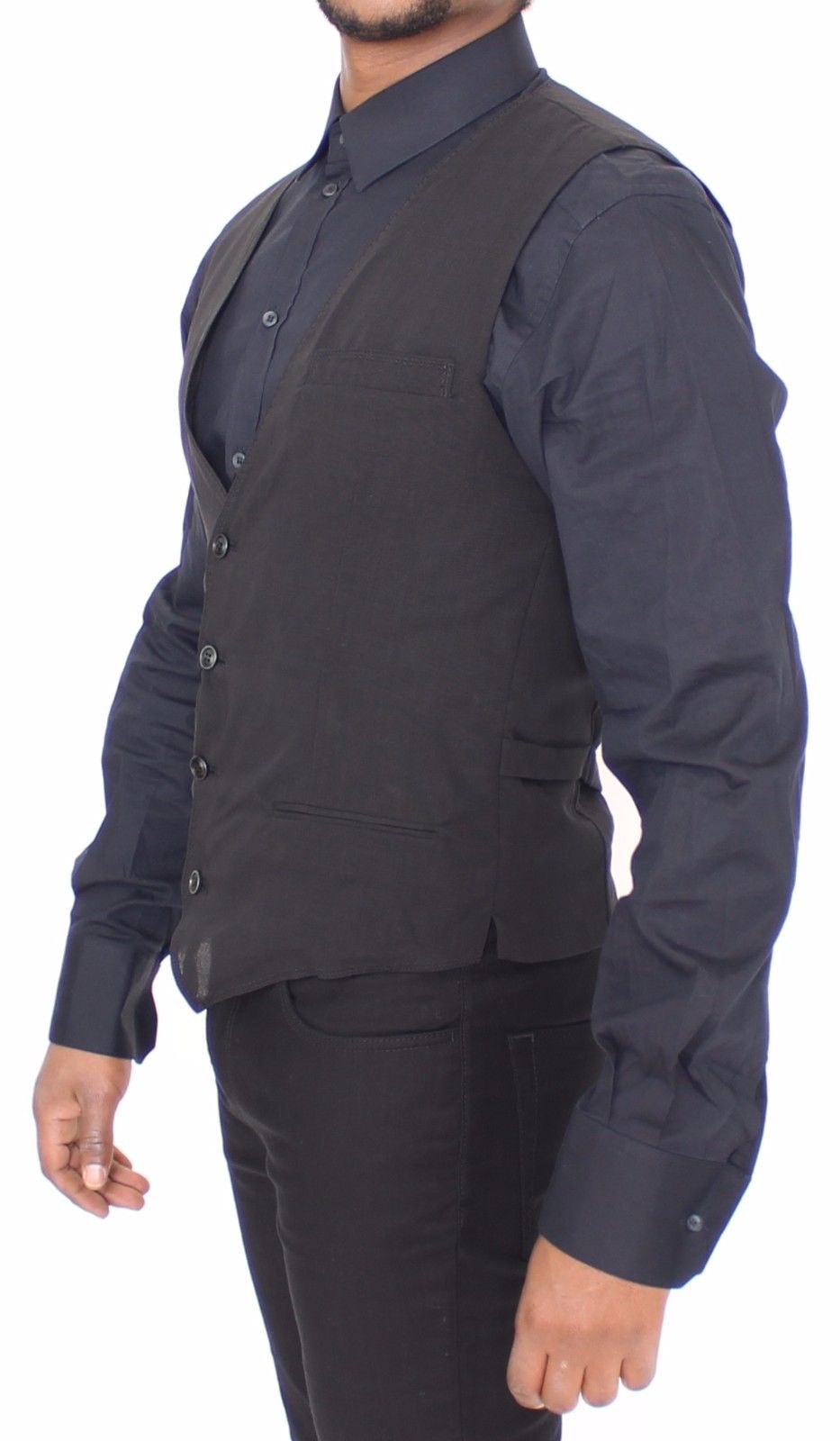 Schwarze Wolle Formal Dress Vest Gilet Jacke