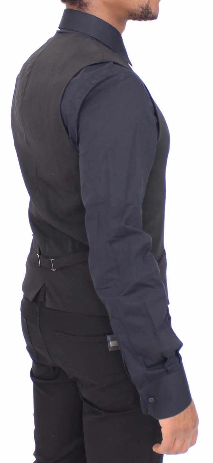 Schwarze Wolle Formal Dress Vest Gilet Jacke