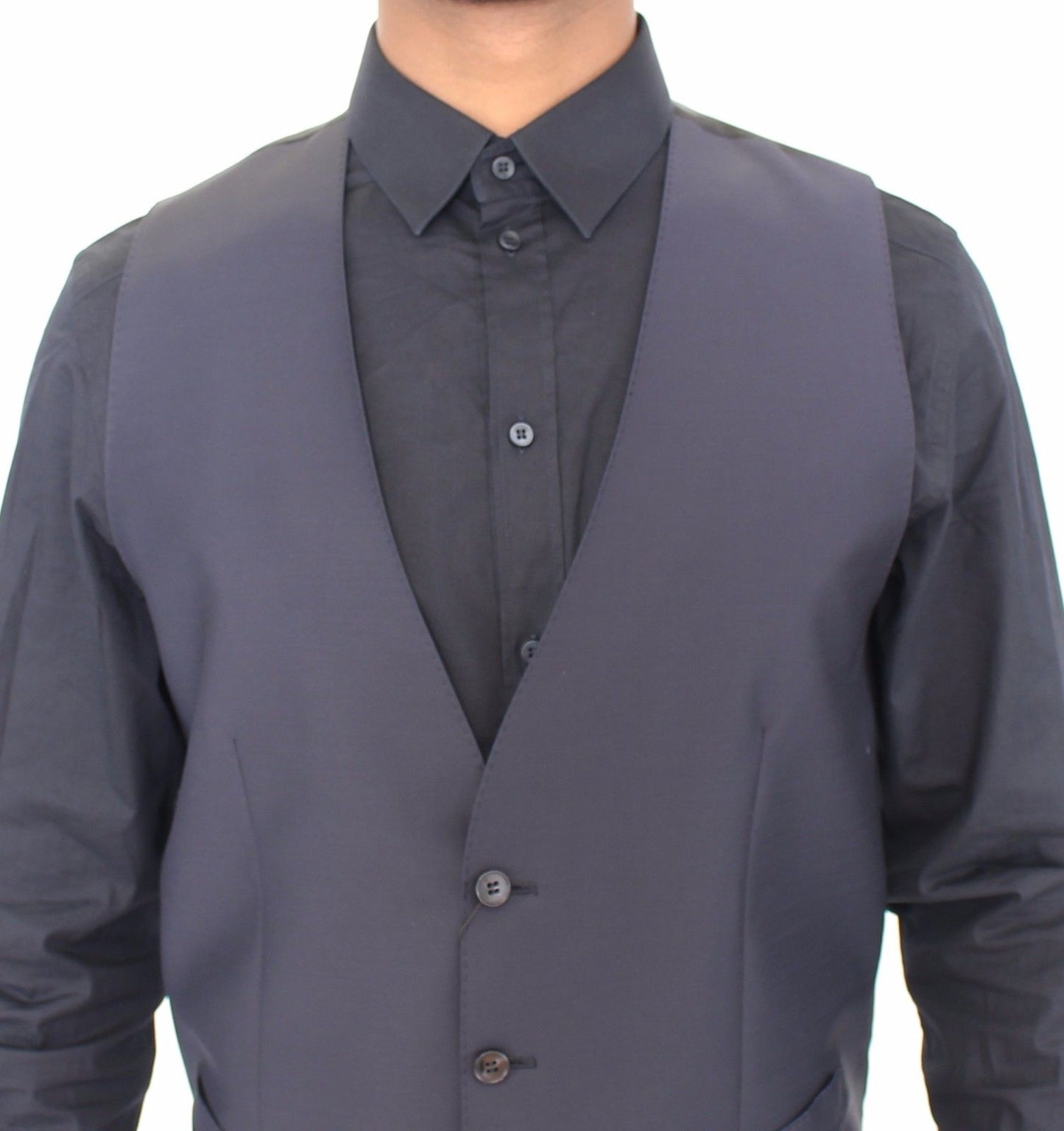 Blaue Wolle Formal Dress Vest Gilet Jacke