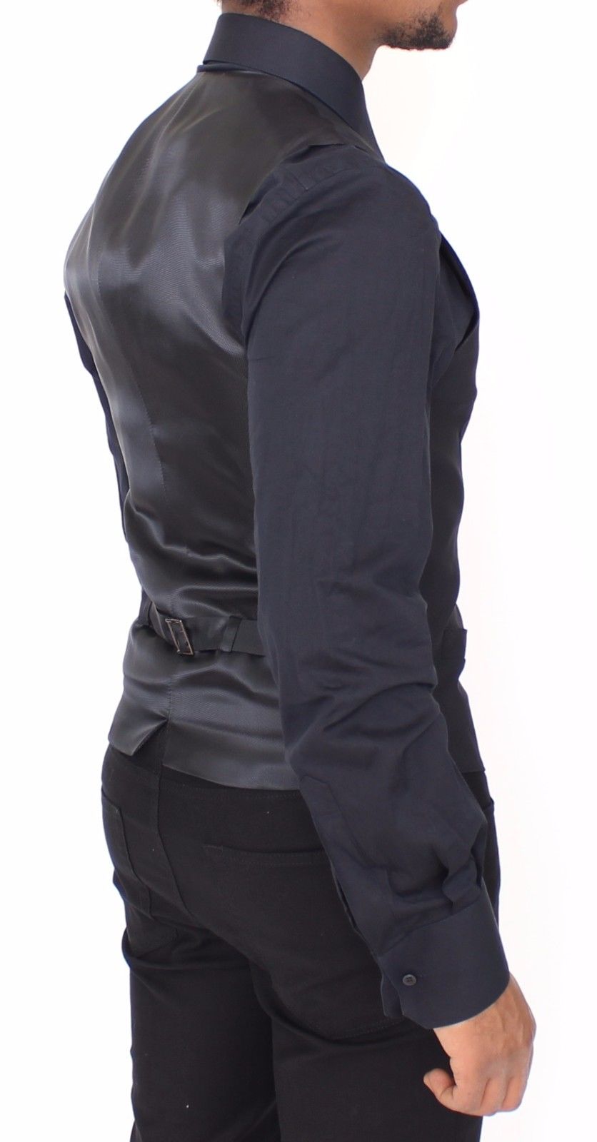 Blaue Wolle Stretch Formal Dress Vest Gilet
