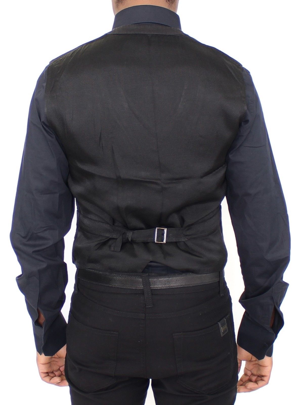 Schwarzes Baumwollmischung Kleid Weste Gilet