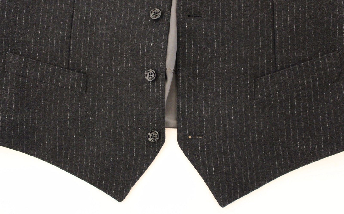 Graues gestreiftes Wollkleid Weste Gilet