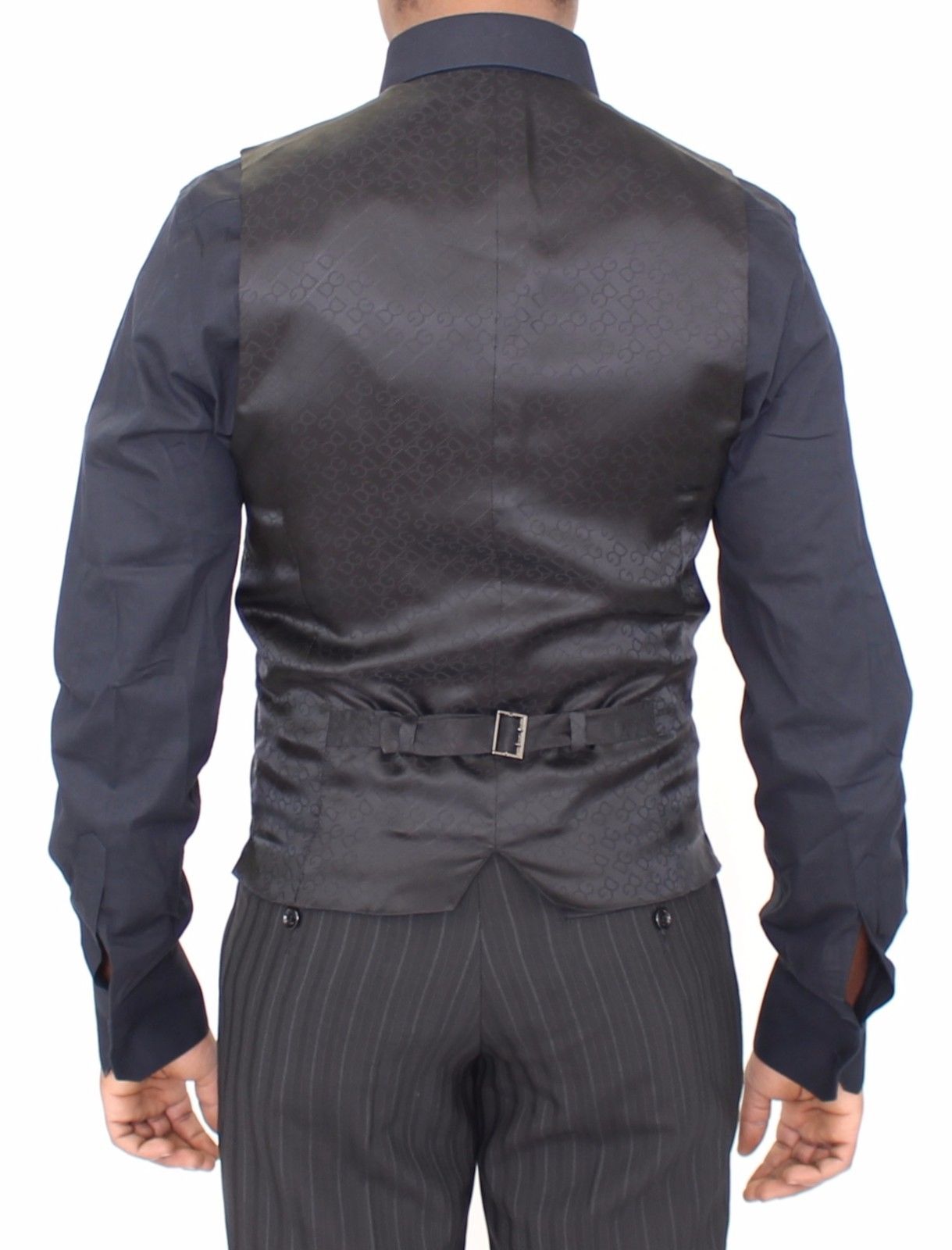 Schwarz gestreiftes Stretchkleid Weste Gilet