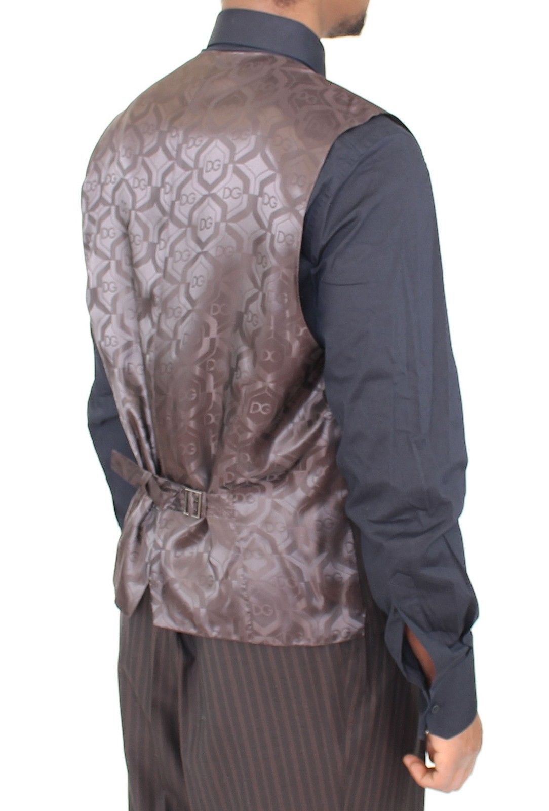Braun gestreiftes Stretch-Kleid Weste Gilet