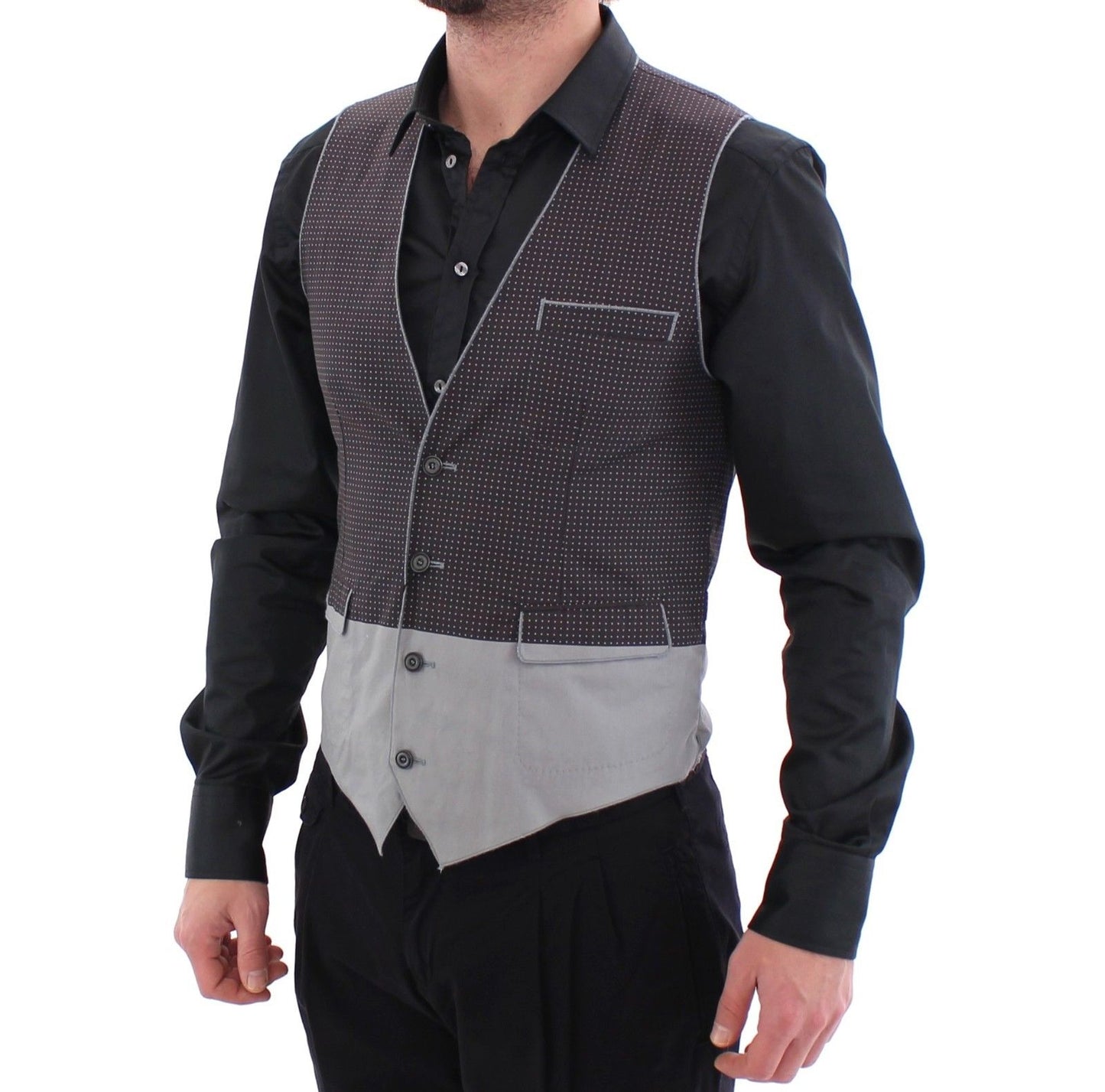 Graues gepunktetes Kleid Weste Gilet Weste