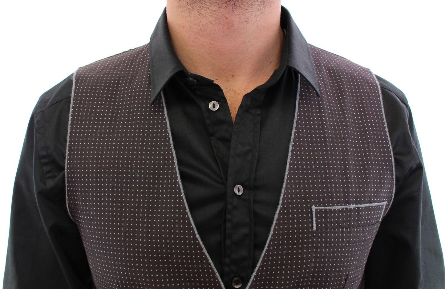 Graues gepunktetes Kleid Weste Gilet Weste