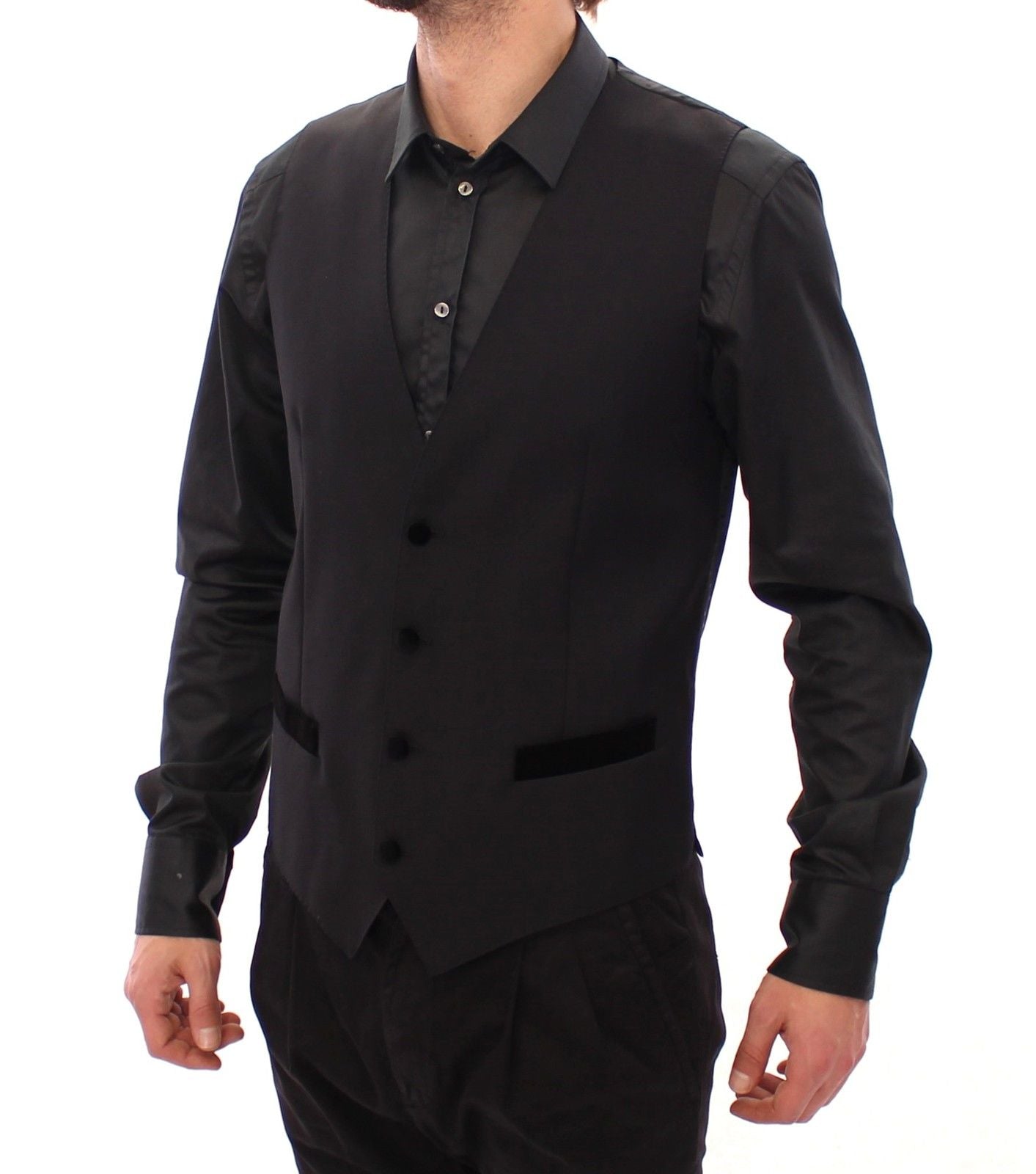 Schwarze Wolle Formal Dress Vest Gilet Weste