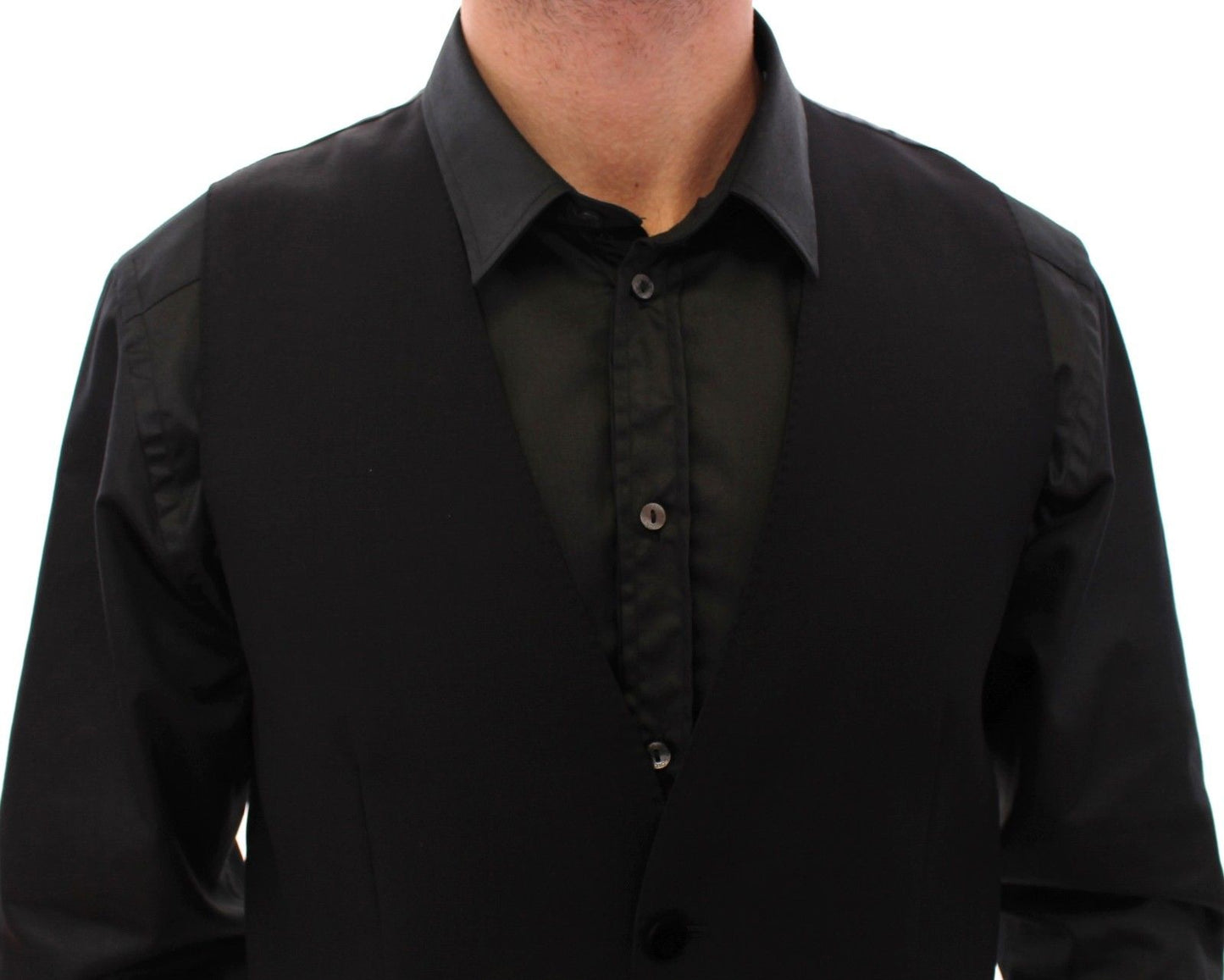 Schwarze Wolle Formal Dress Vest Gilet Weste