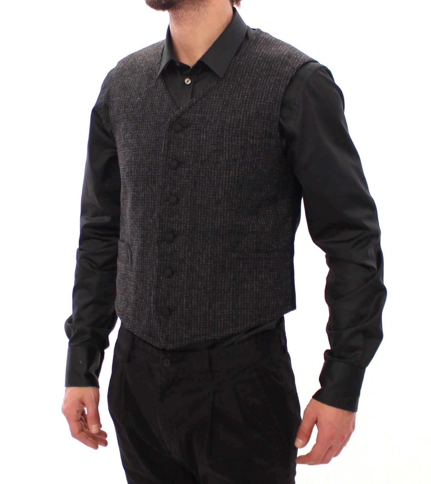 Graue Wollmischung Weste Gilet Weste