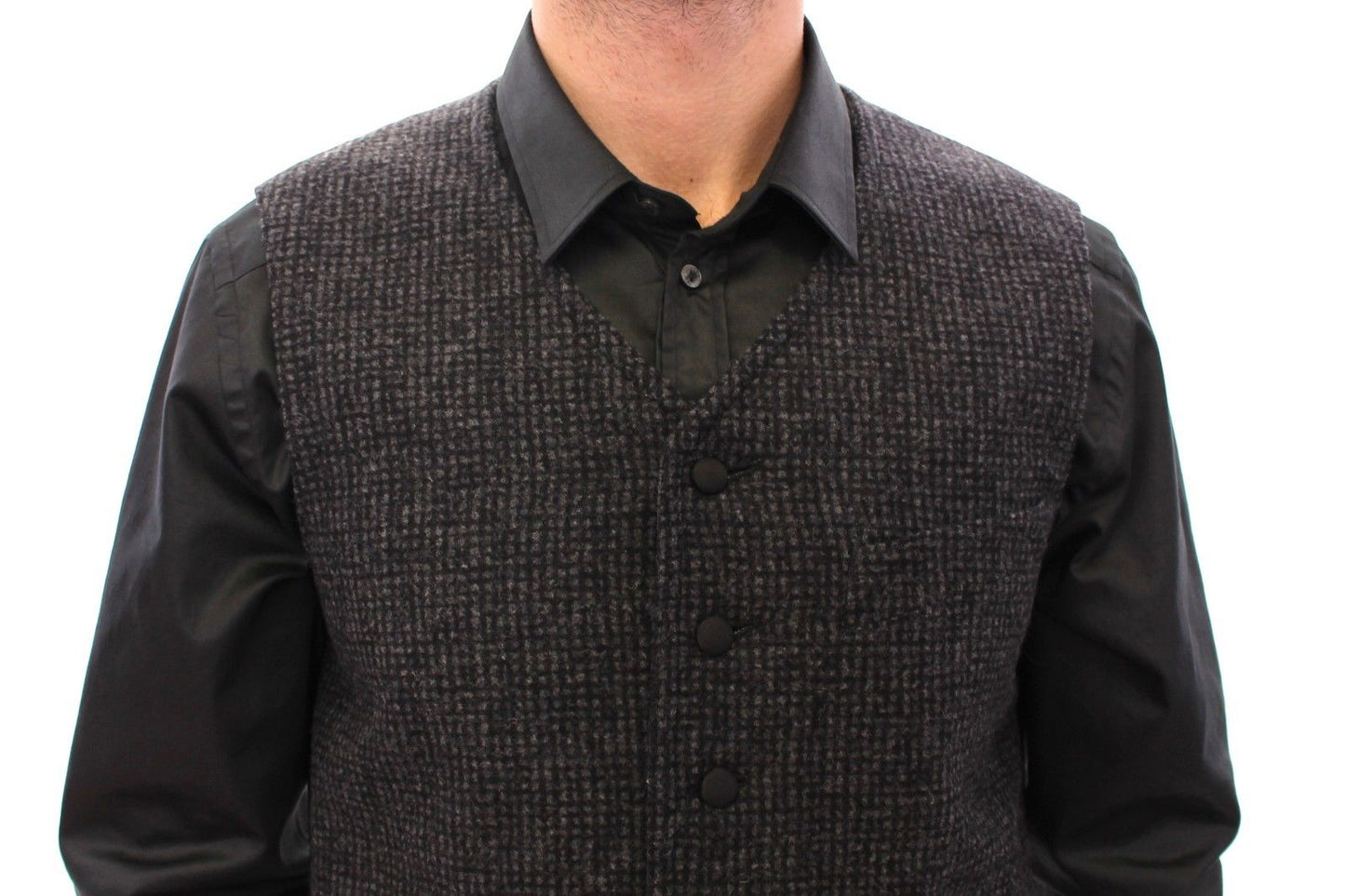 Graue Wollmischung Weste Gilet Weste