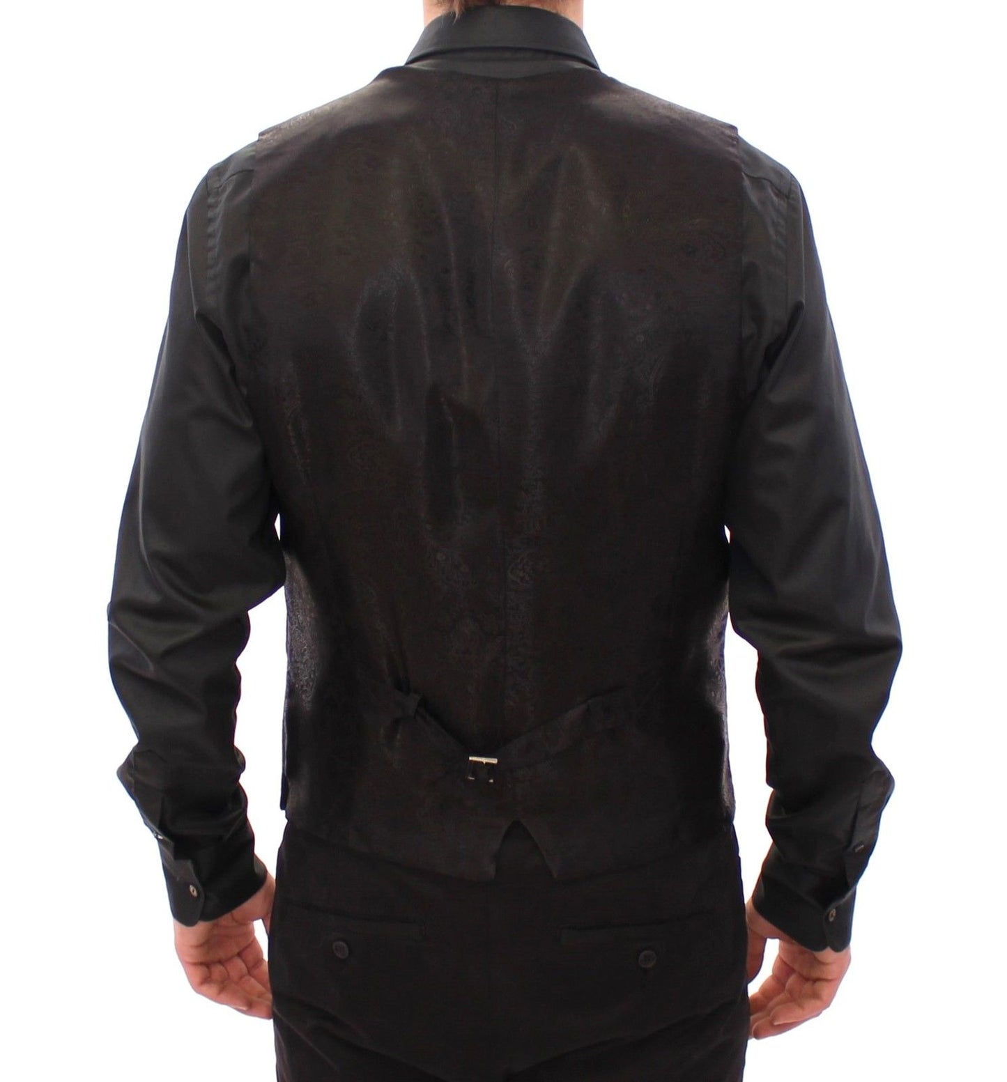 Schwarz gestreifte Wollweste Logo Gilet Weste