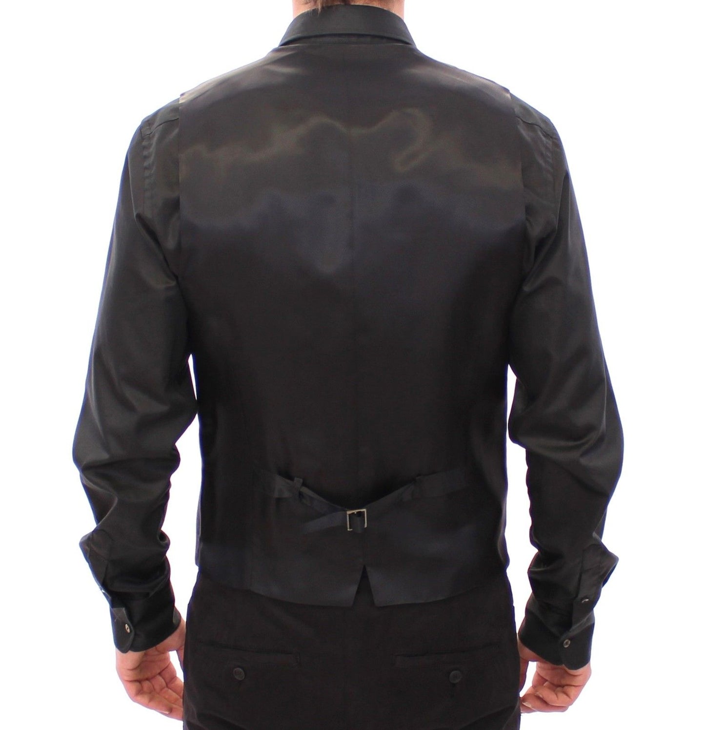 Grau gestreifte Woll-Logo-Weste Gilet Weste