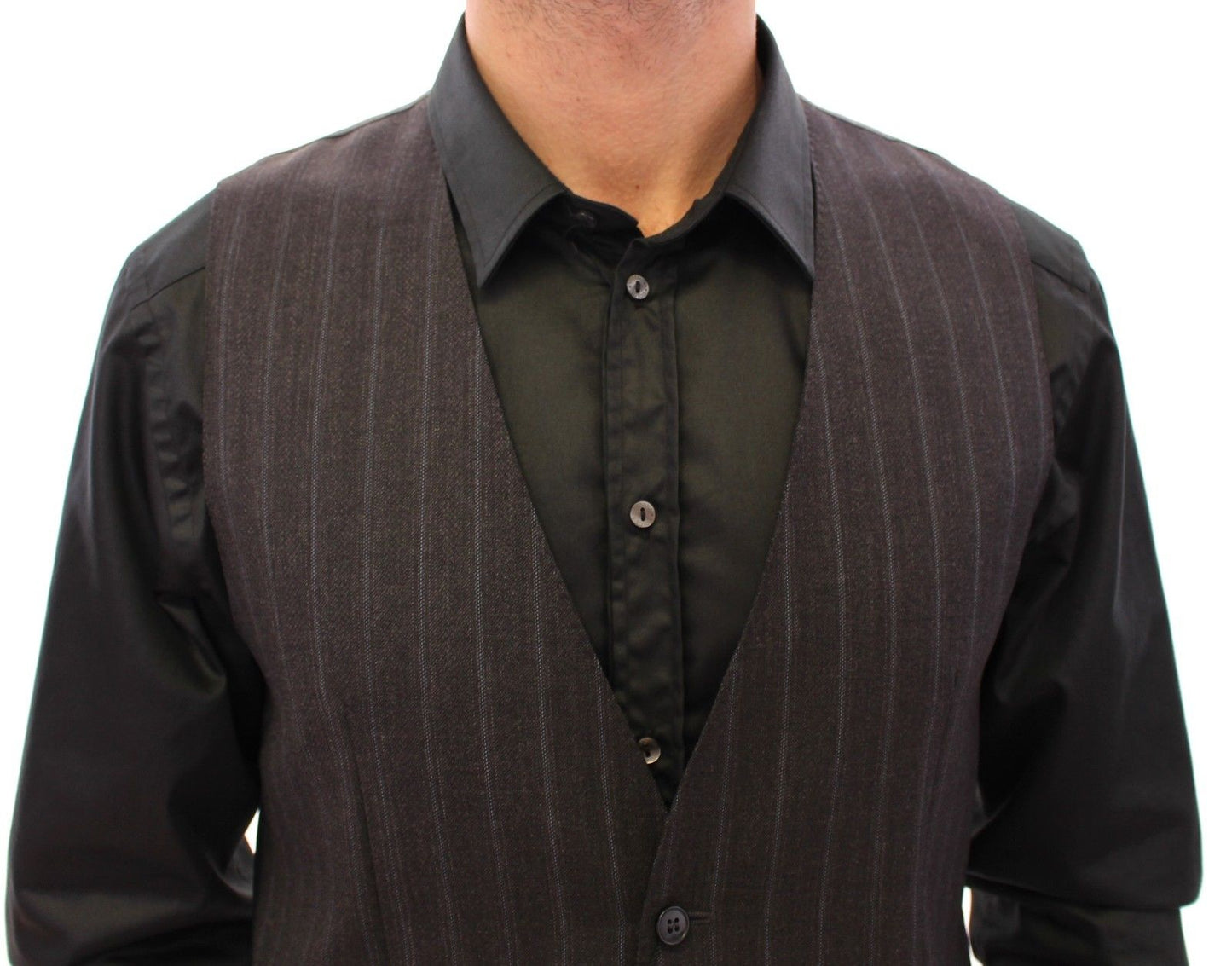 Grau gestreifte Woll-Logo-Weste Gilet Weste