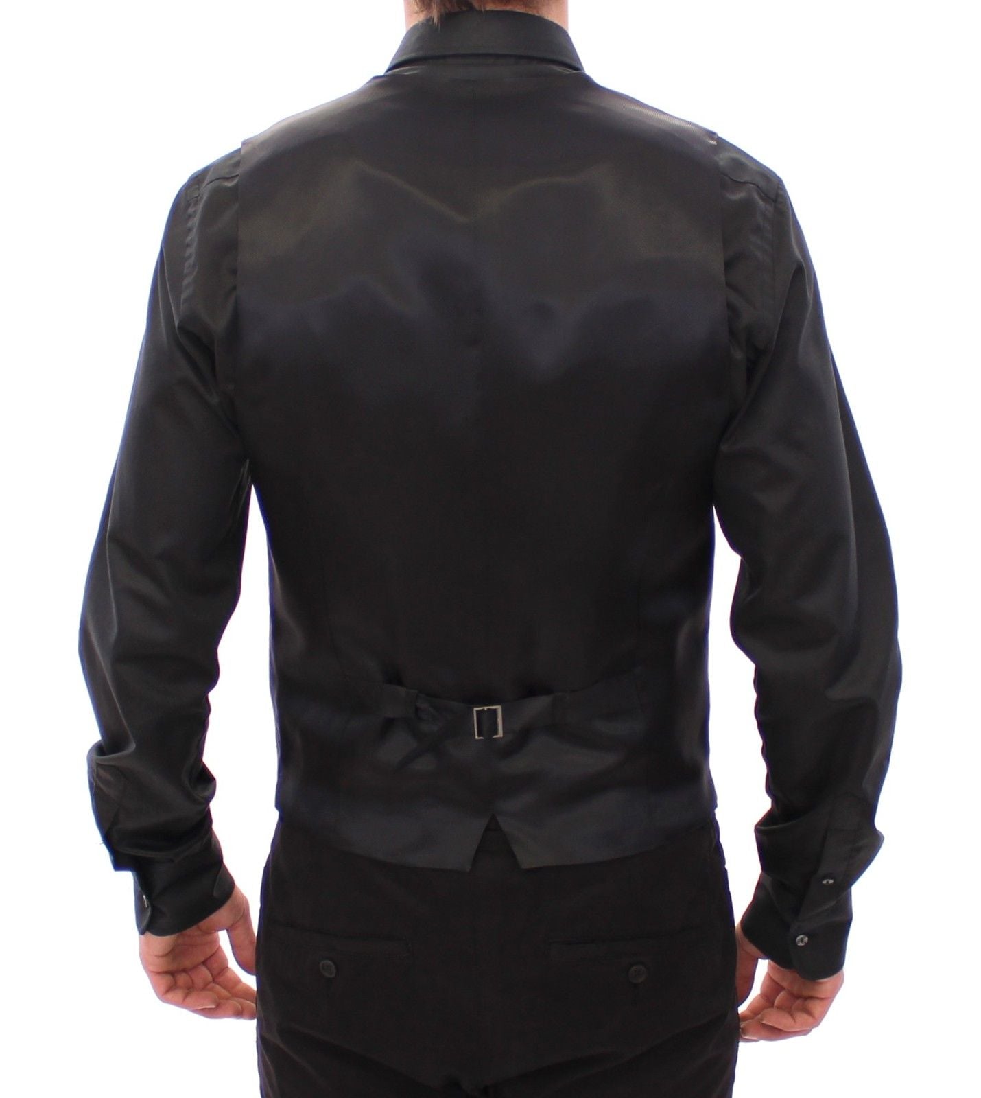 Grau gestreifte Woll-Logo-Weste Gilet Weste