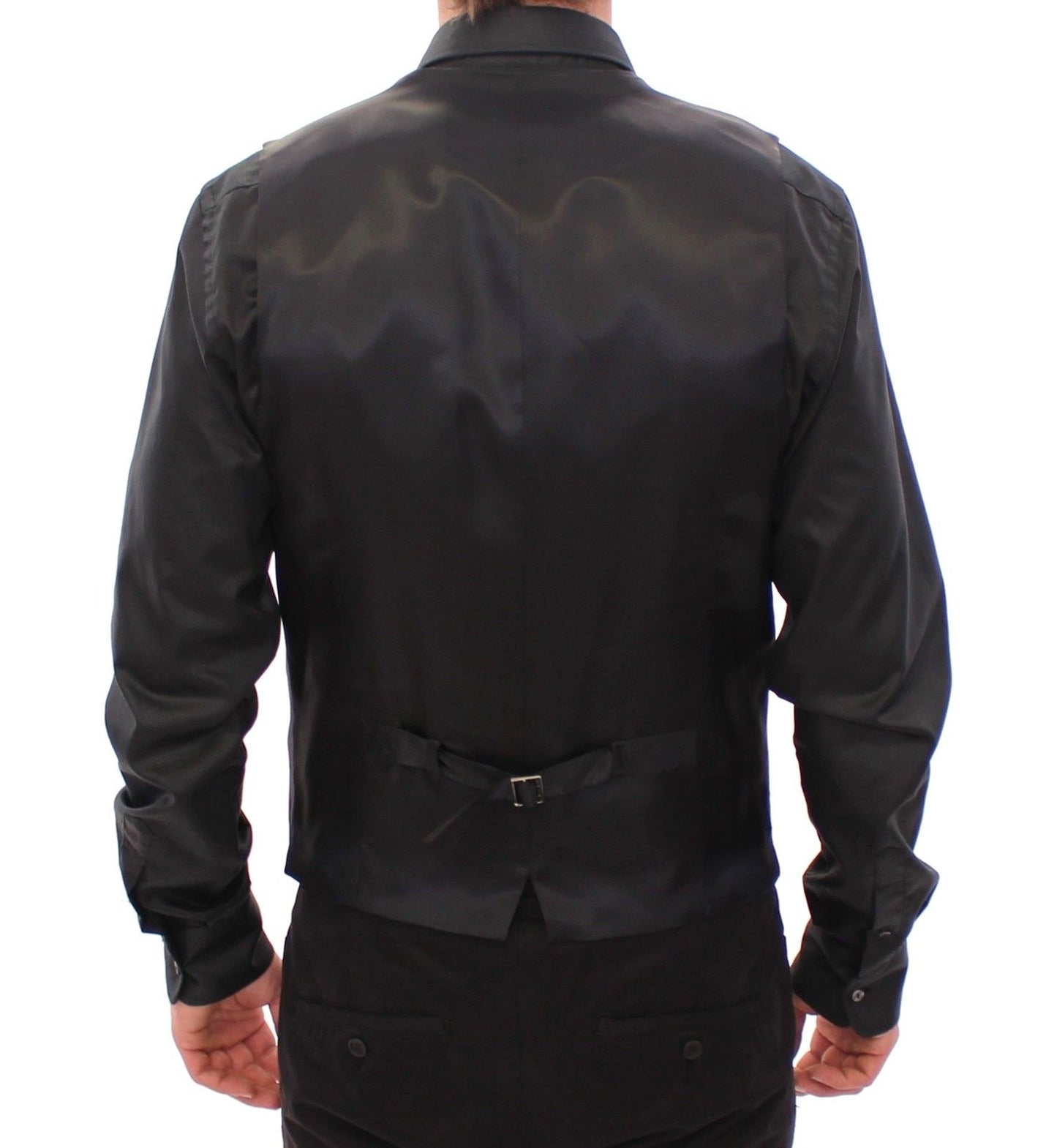 Grau gestreifte Woll-Logo-Weste Gilet Weste