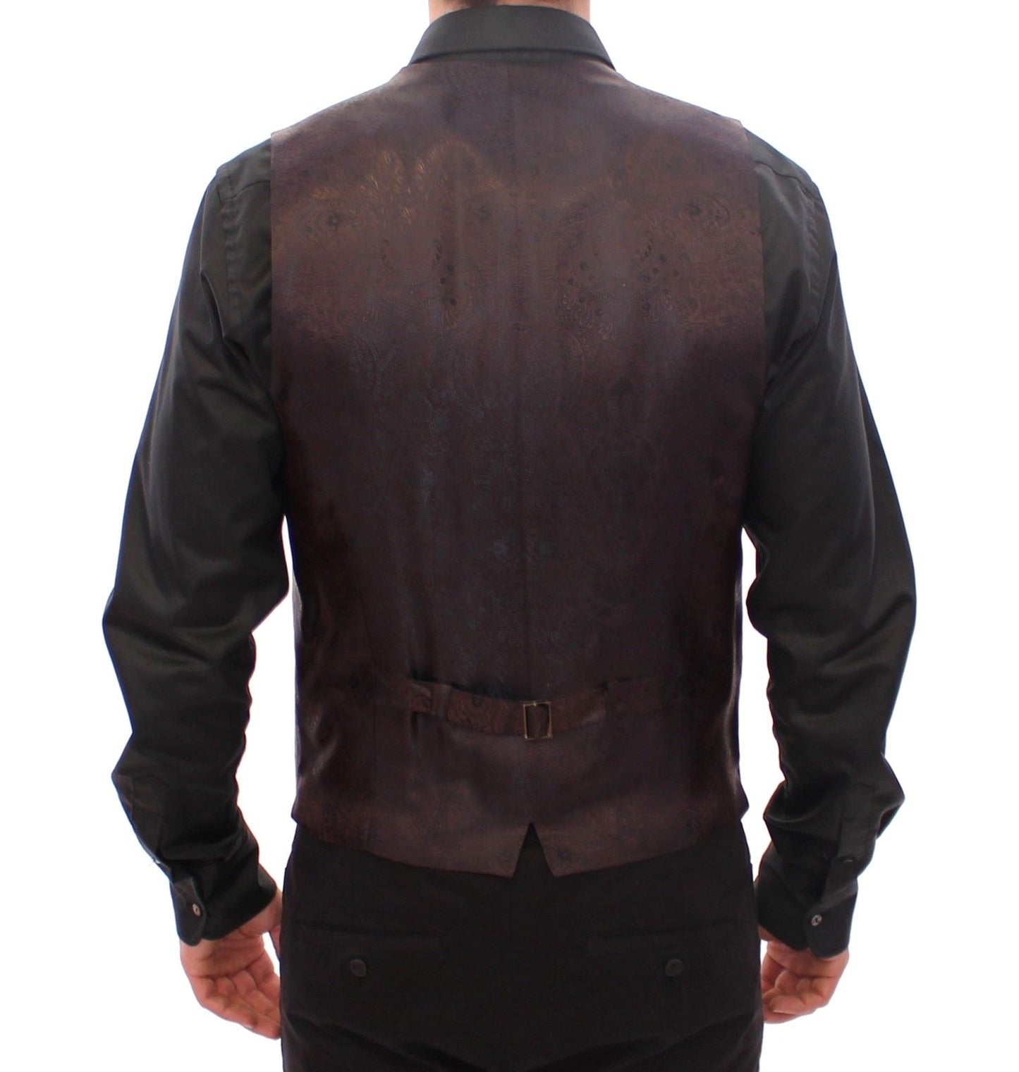 Braune einreihige Wollweste Gilet