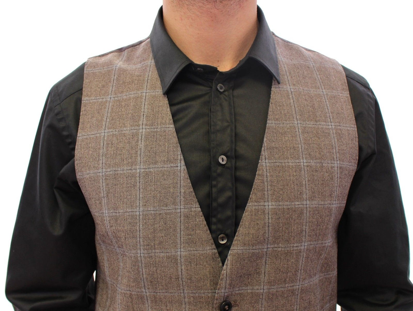 Braune einreihige Wollweste Gilet