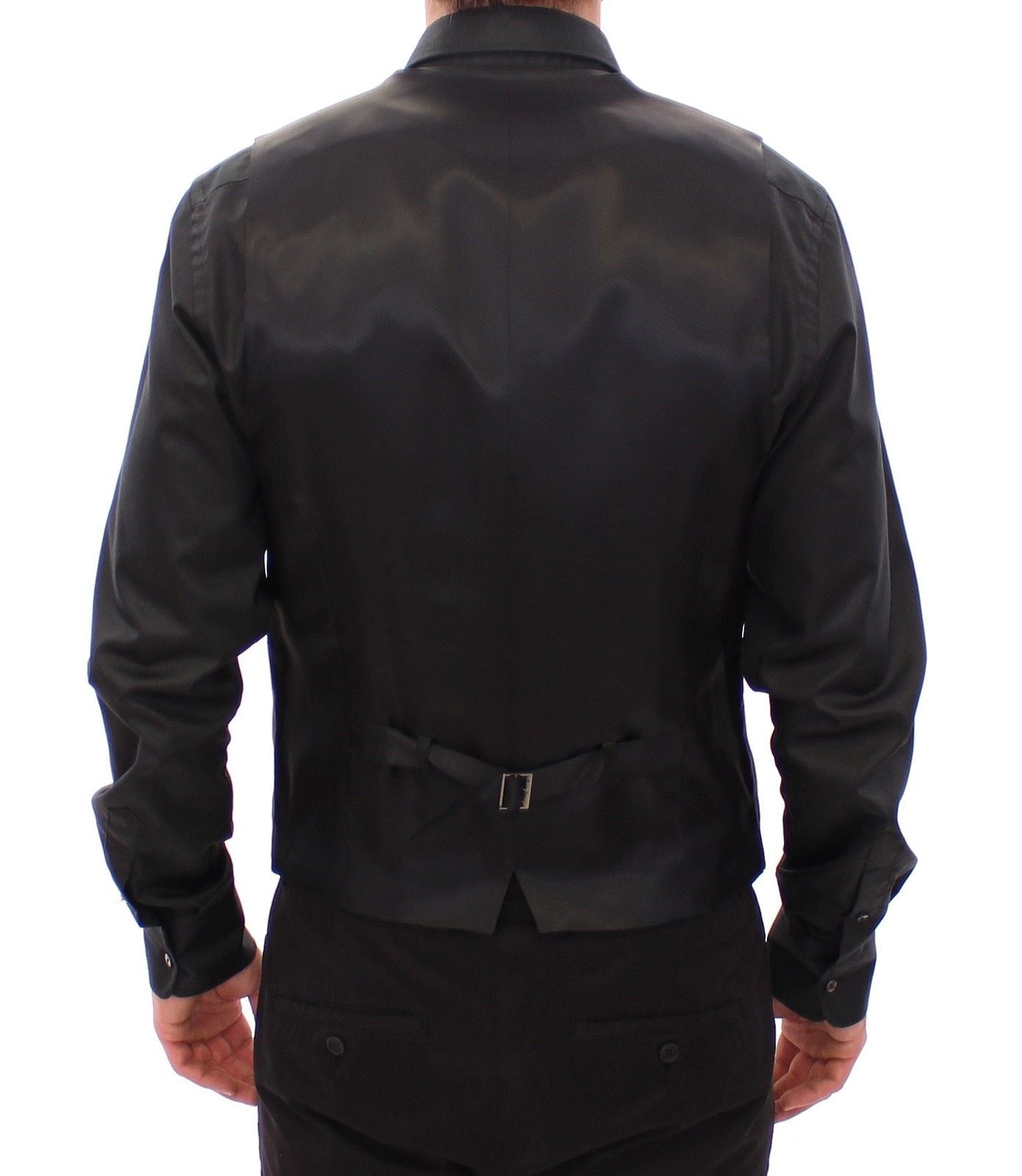 Grau gestreifte Woll-Logo-Weste Gilet Weste