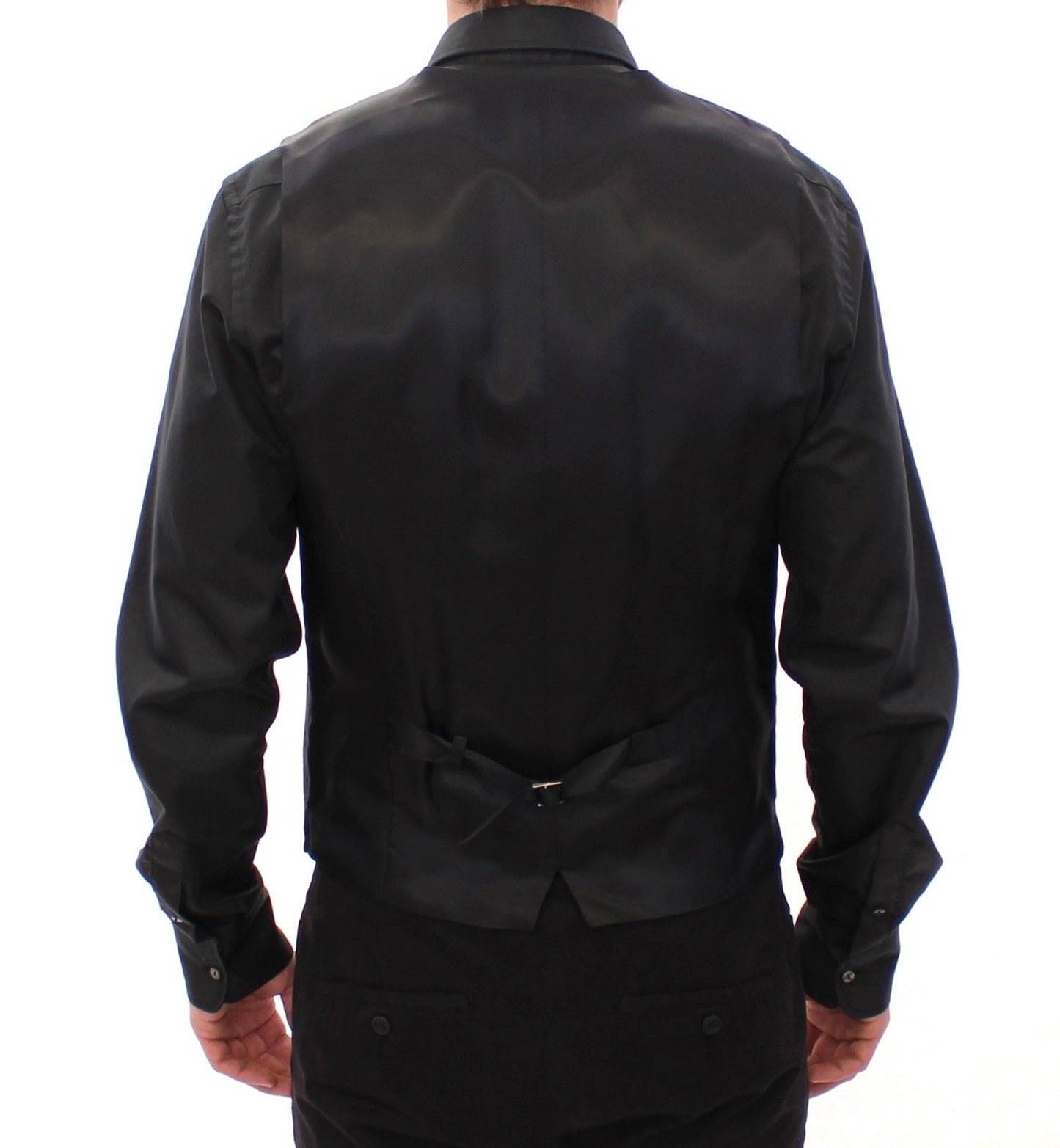 Graue gestreifte Wollweste Logo-Weste Gilet-Westen