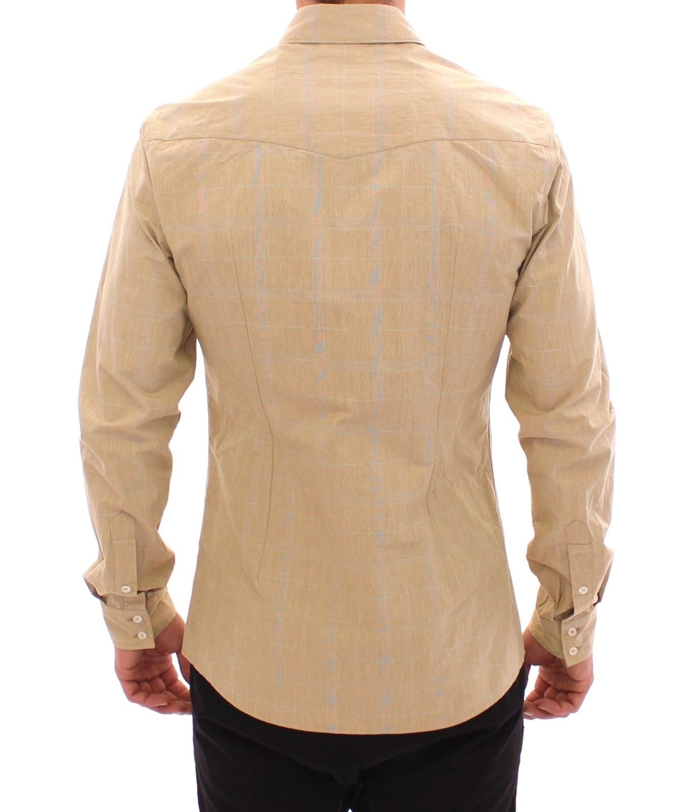 Beige kariertes SICILIA Fit Logo Freizeithemd