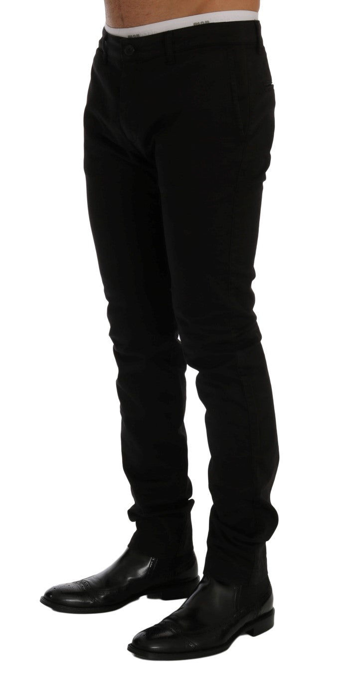Schwarze Baumwoll-Stretch-Chino-Hose