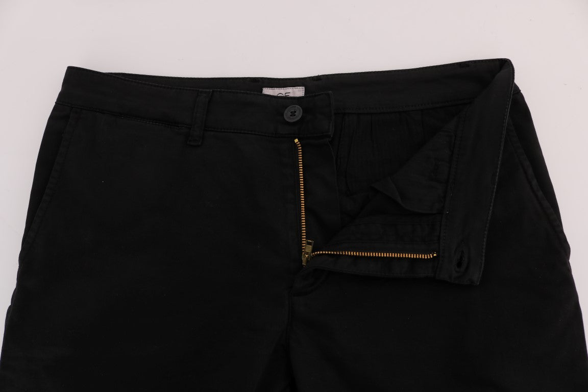 Schwarze Baumwoll-Stretch-Chino-Hose