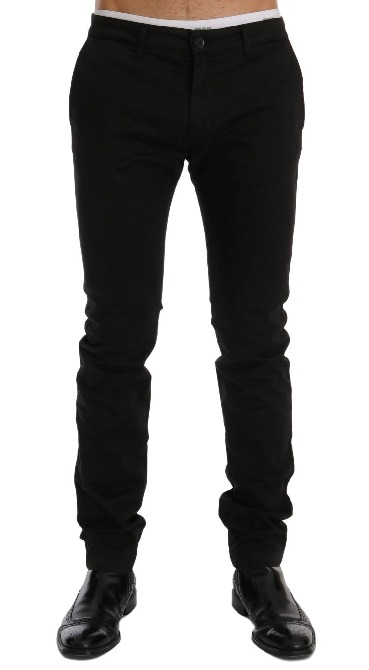 Schwarze Baumwoll-Stretch-Chino-Hose