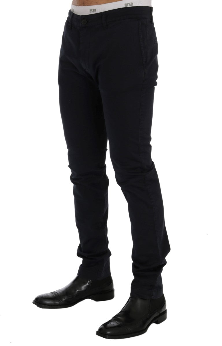 Blaue Baumwoll-Stretch-Chino-Hose