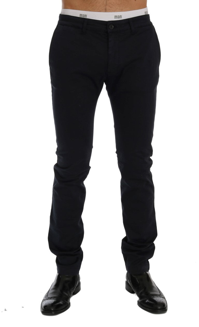 Blaue Baumwoll-Stretch-Chino-Hose