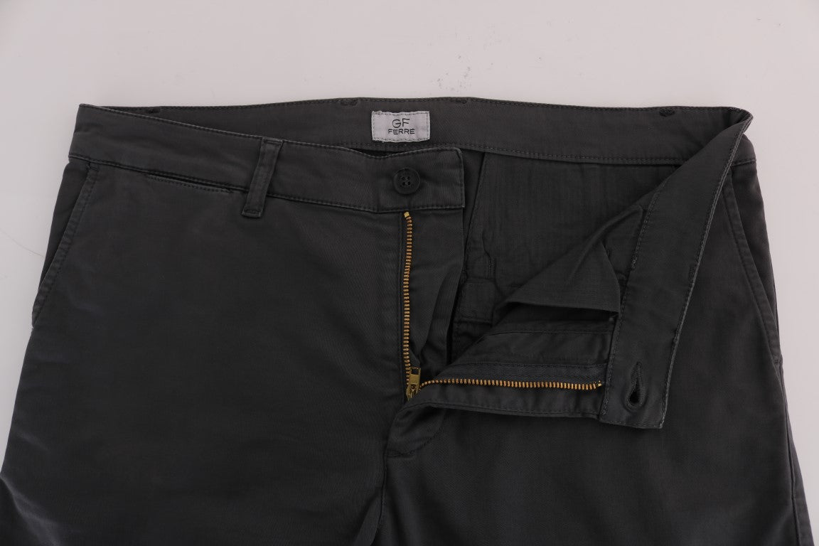 Graue Baumwoll-Stretch-Chino-Hose