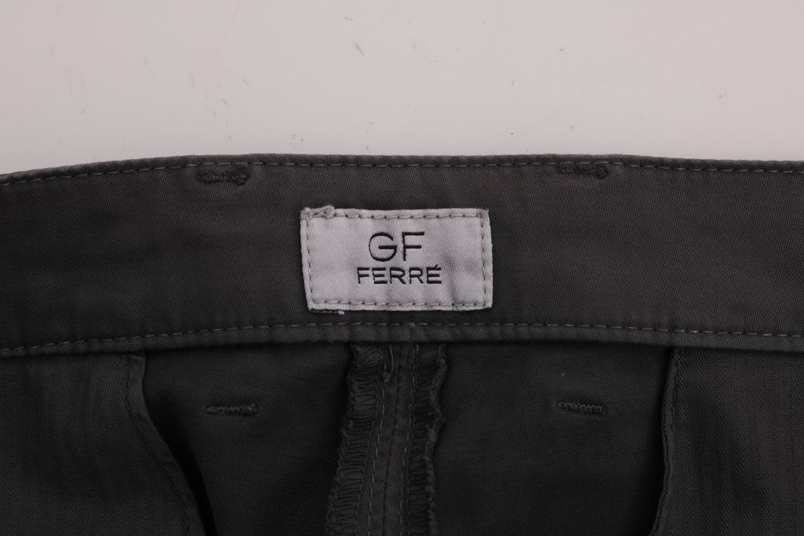 Graue Baumwoll-Stretch-Chino-Hose