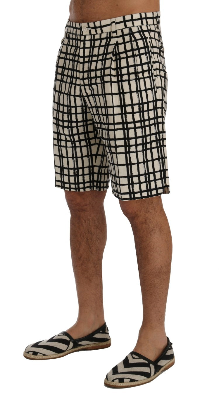 Weiß Schwarz Gestreifte Freizeitshorts