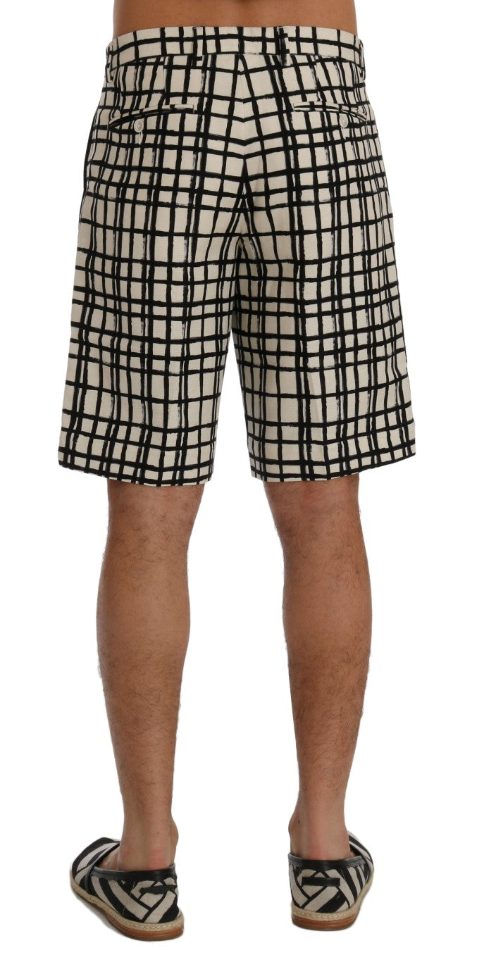 Weiß Schwarz Gestreifte Freizeitshorts