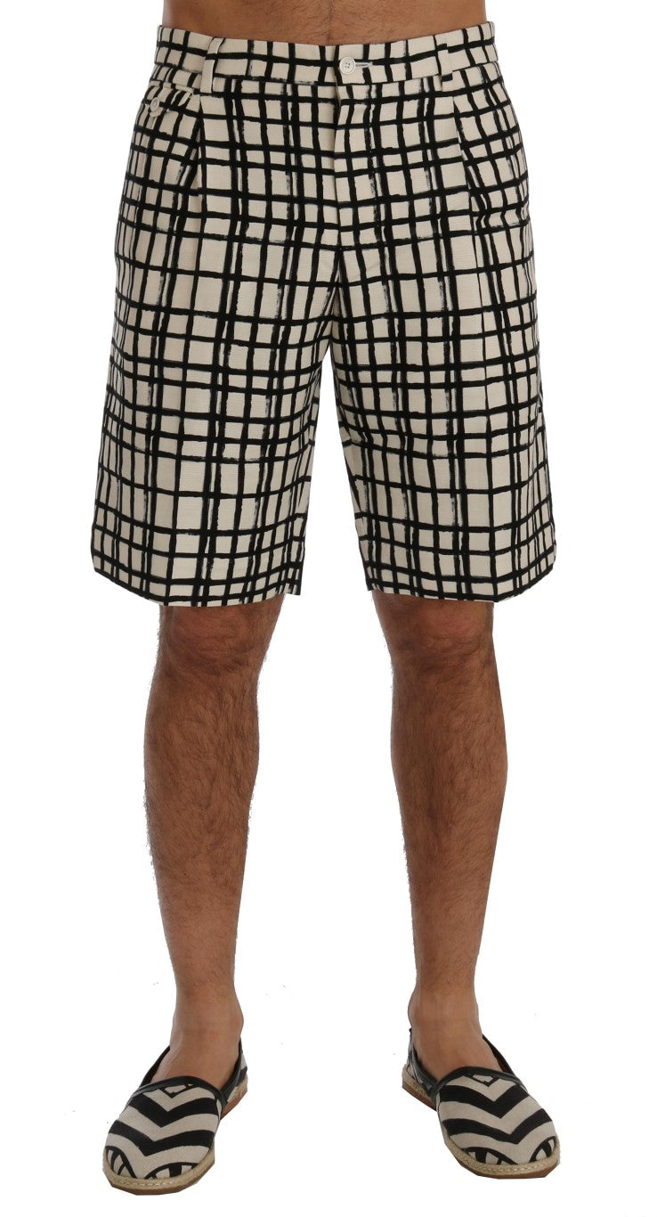 Weiß Schwarz Gestreifte Freizeitshorts