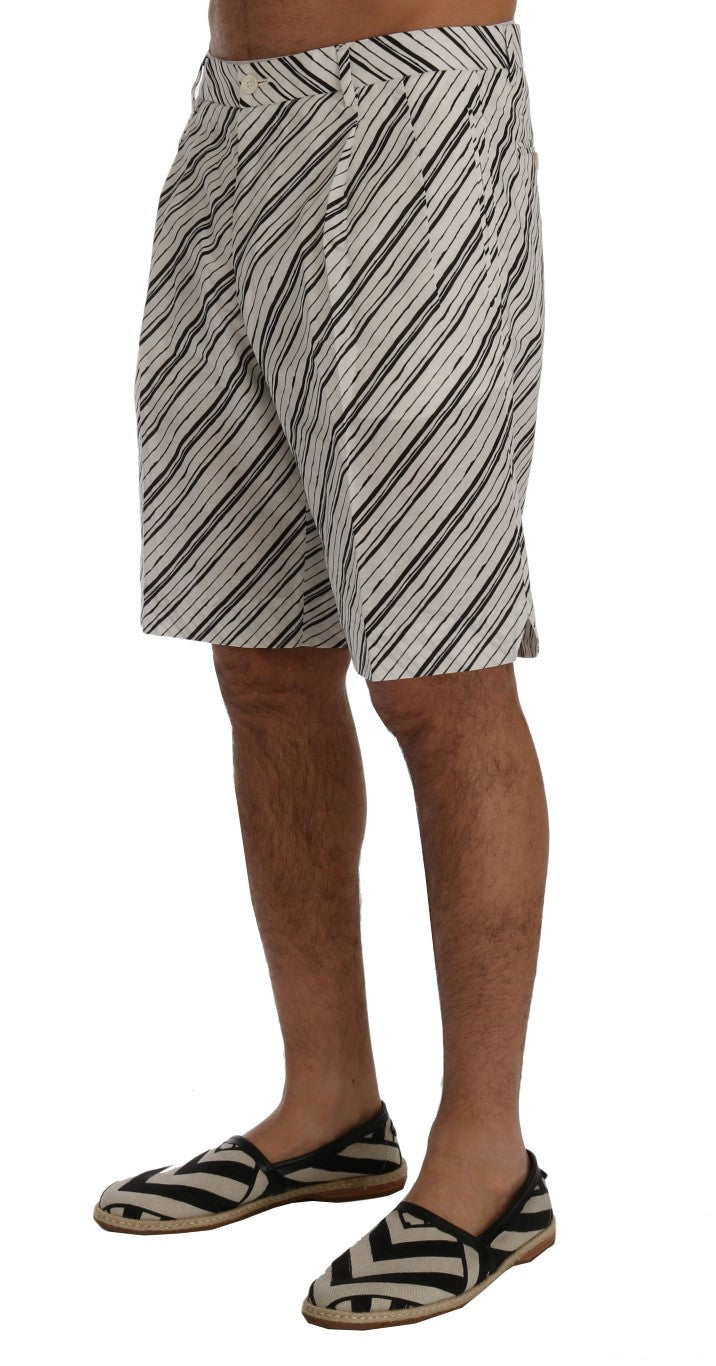 Weiß Schwarz Gestreifte Freizeitshorts