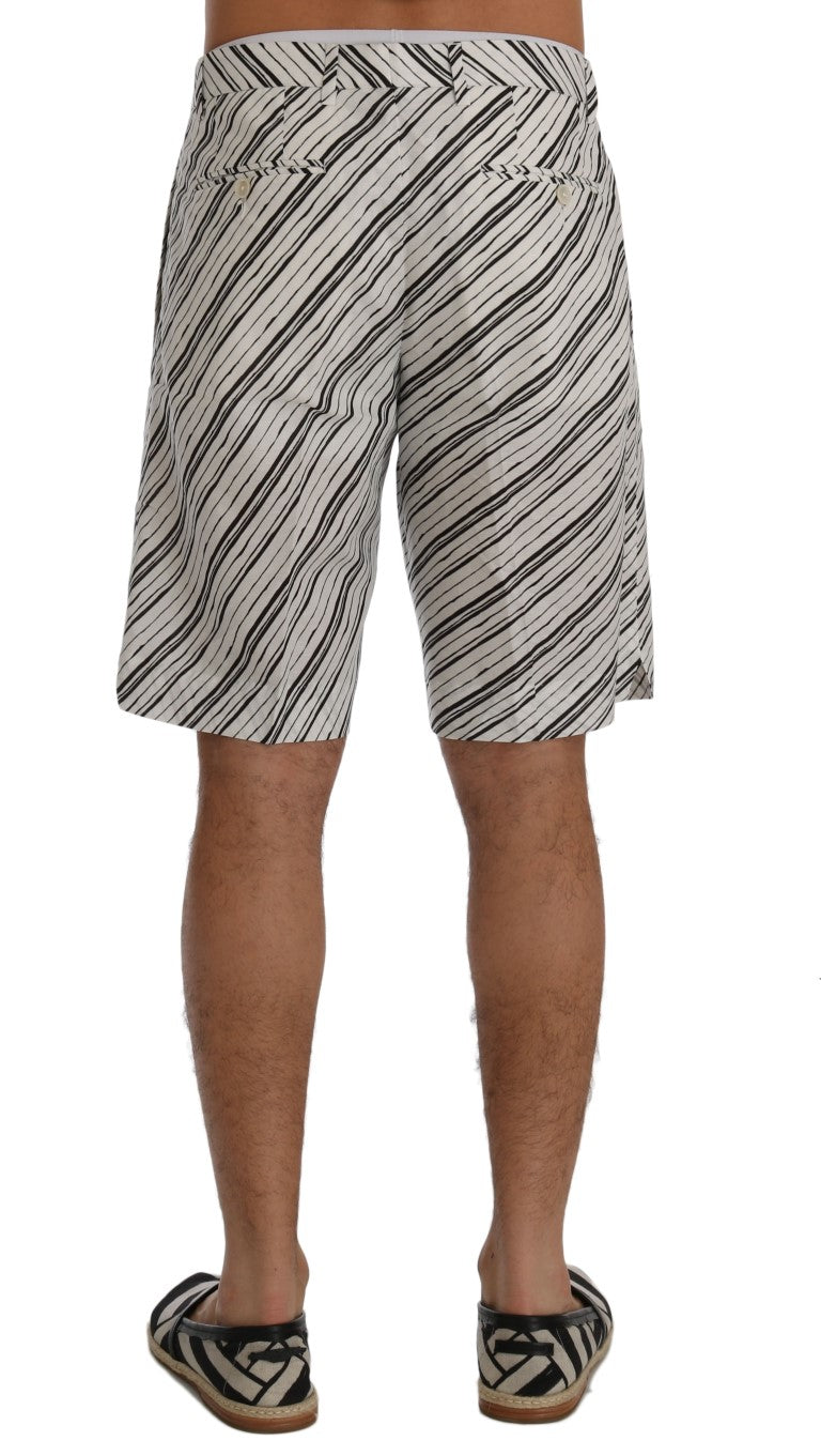 Weiß Schwarz Gestreifte Freizeitshorts