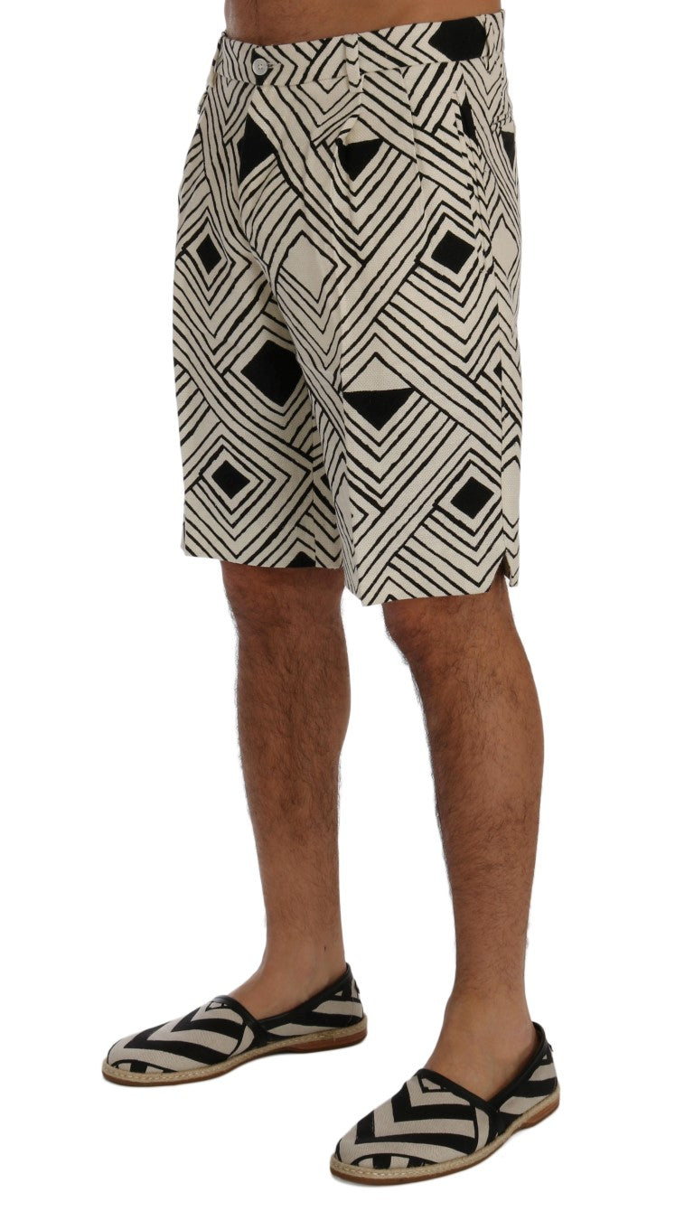 Weiß Schwarz Gestreifte Freizeitshorts